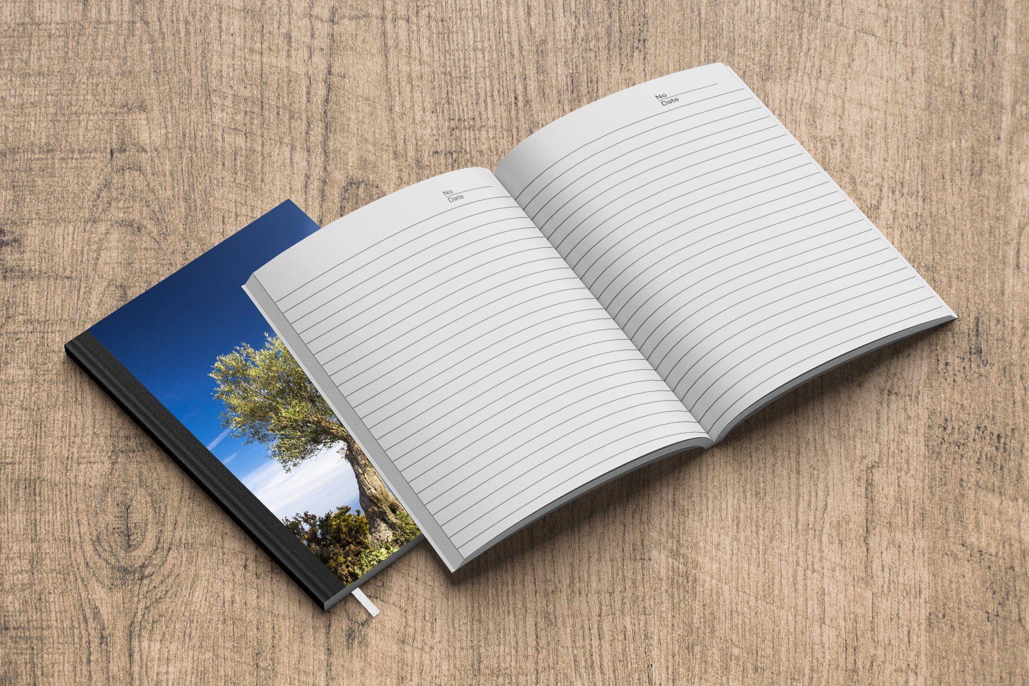Haushaltsbuch Journal, Notizheft, Ein Olivenbaum blauem Merkzettel, A5, unter Seiten, 98 Himmel, Notizbuch Tagebuch, MuchoWow