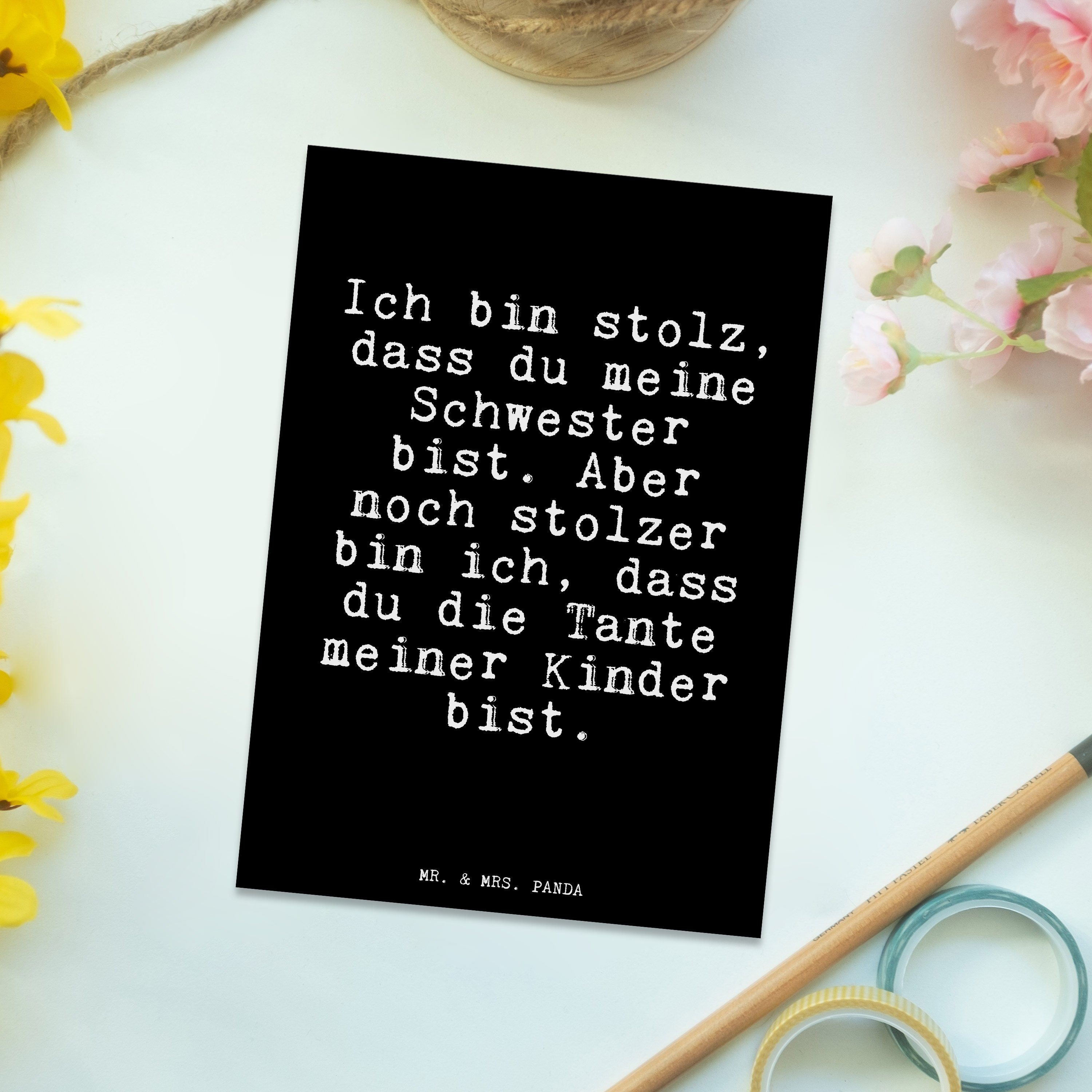 Postkarte & Ich Weisheiten, bin Tante, Geschenk, Sprüc - dass... Mr. stolz, Panda - Mrs. Schwarz