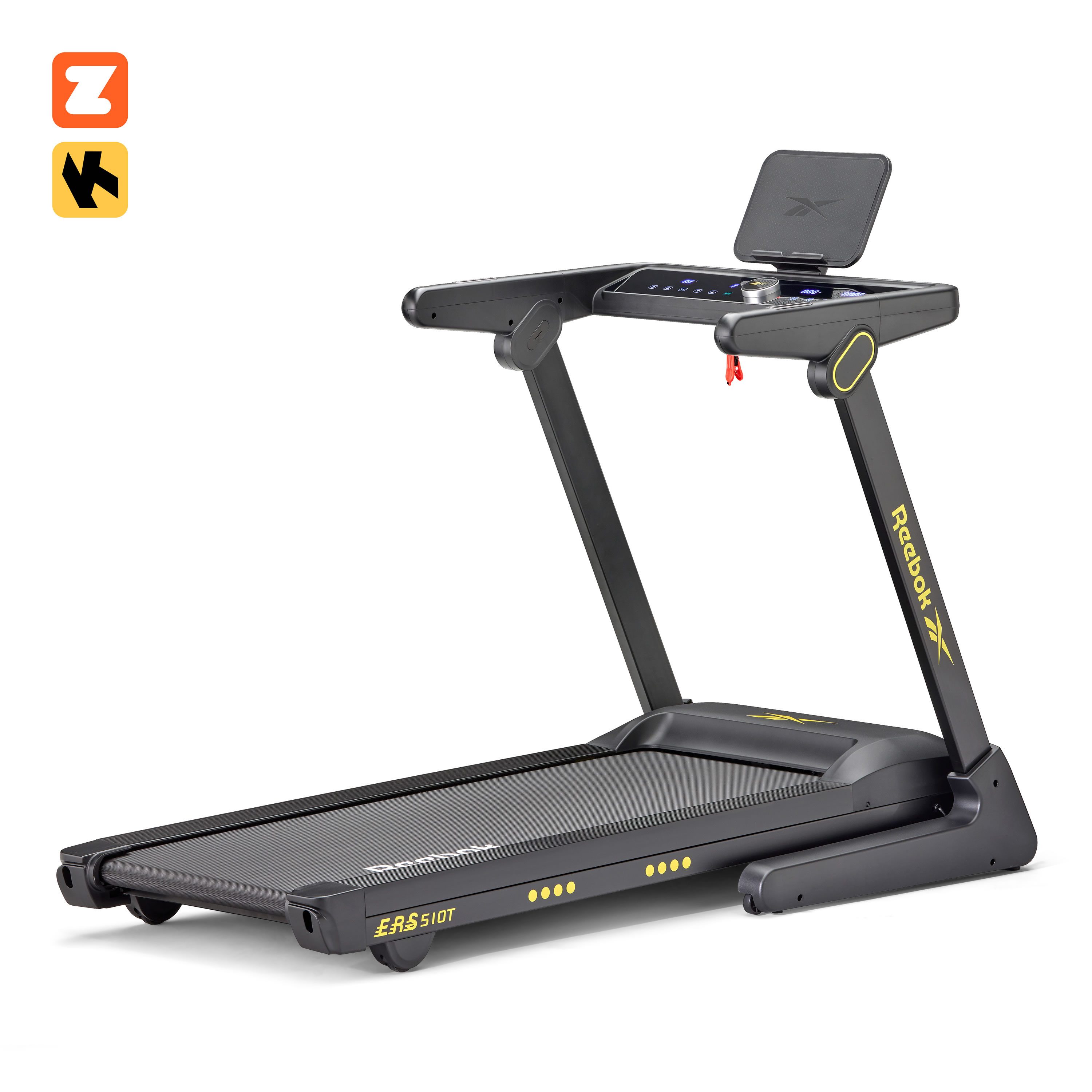 Reebok Laufband Reebok ERS 510T Laufband – klappbar, 18 km/h, Suspension-Dämpfung, Soft-Drop-Klappsystem, 90% vormontiert