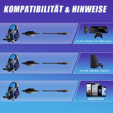 Novzep Gaming Headset für PS4 PS5 PC Xbox Series,3.5 mm Deep Bass Stereo Headset