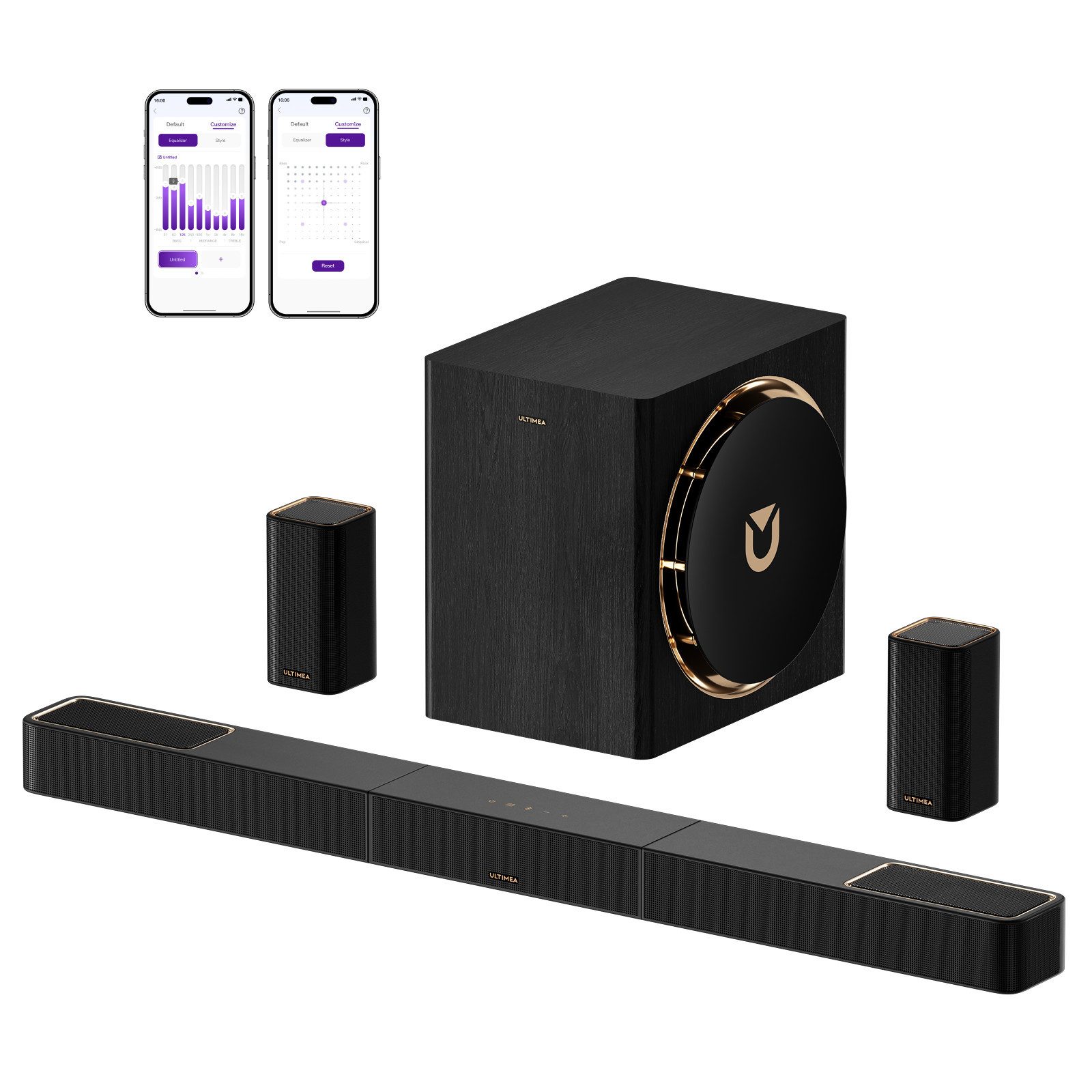 Ultimea Skywave X60 Soundbar 7.1.4-Kanal Dolby Atmos (surround sound system, 840 W, 360° SurroundX Audio, 8'' Subwoofer, heimkino soundsystem)