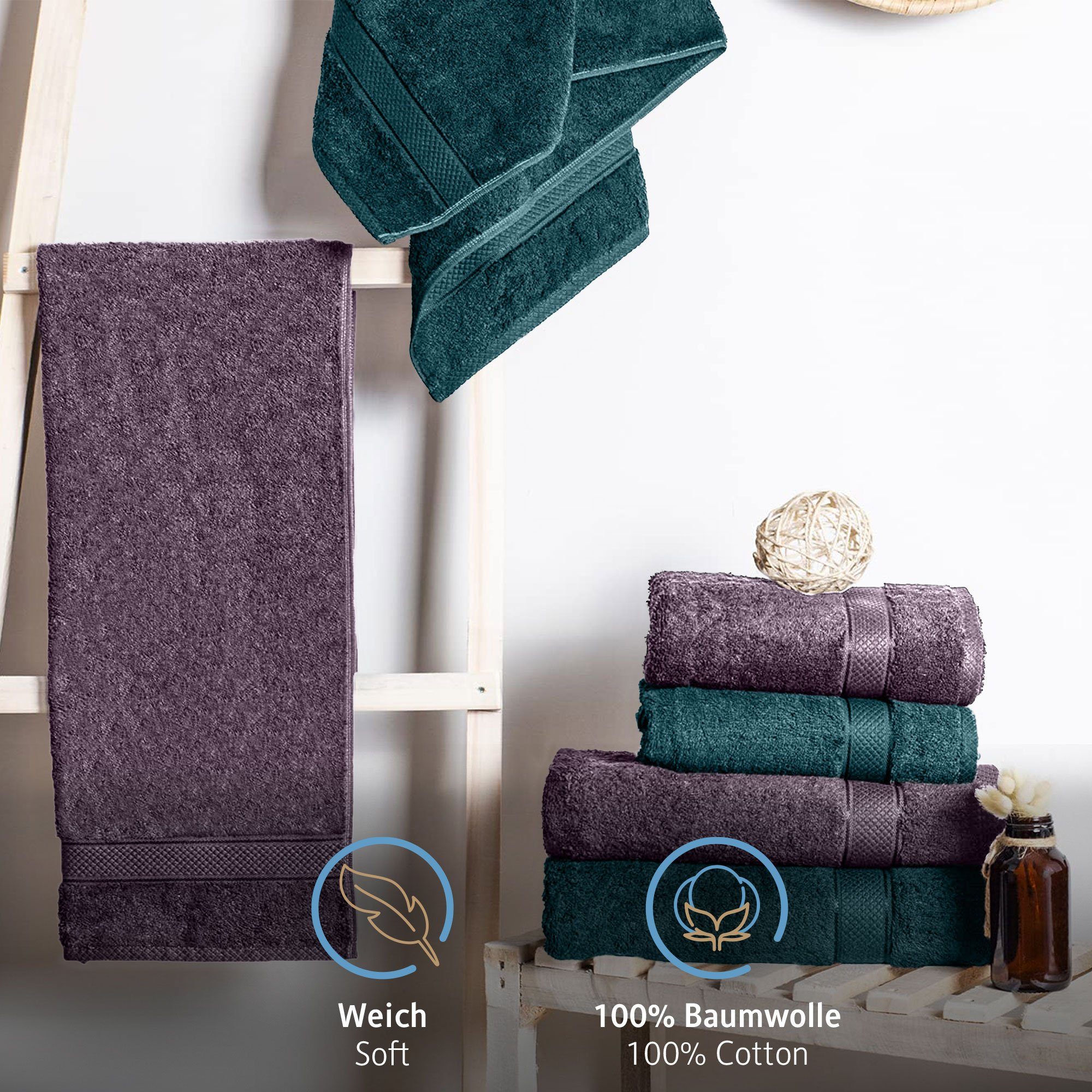 Komfortec Badetücher 100% Baumwolle, 470 g/m², Frottee (8-St), Handtücher 7 günstig online kaufen