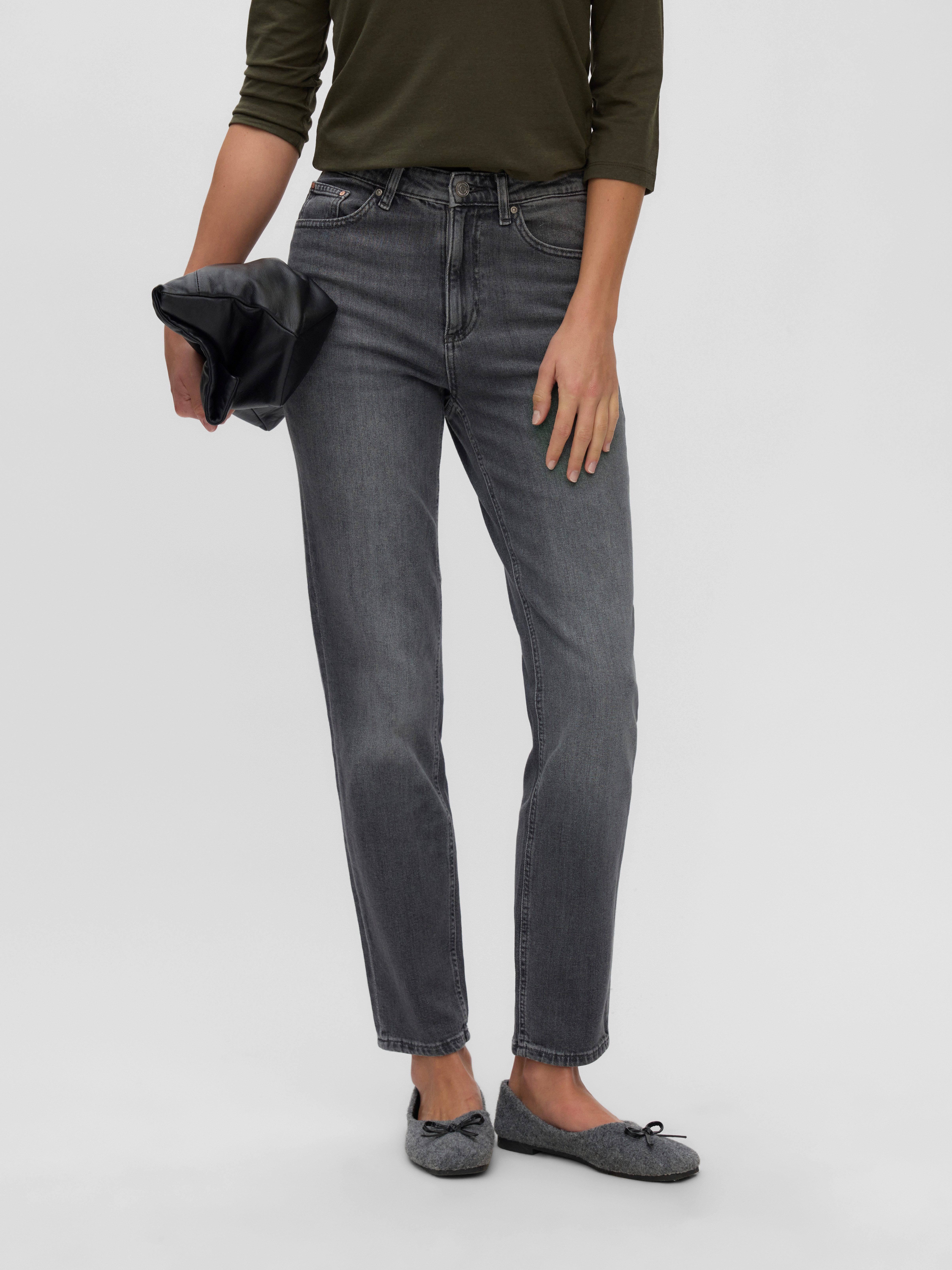 Vero Moda Mom-Jeans VMNICKIE HR MOM JEANS BLACK MIX NOOS Baumwollmischung, high waist, loose fit