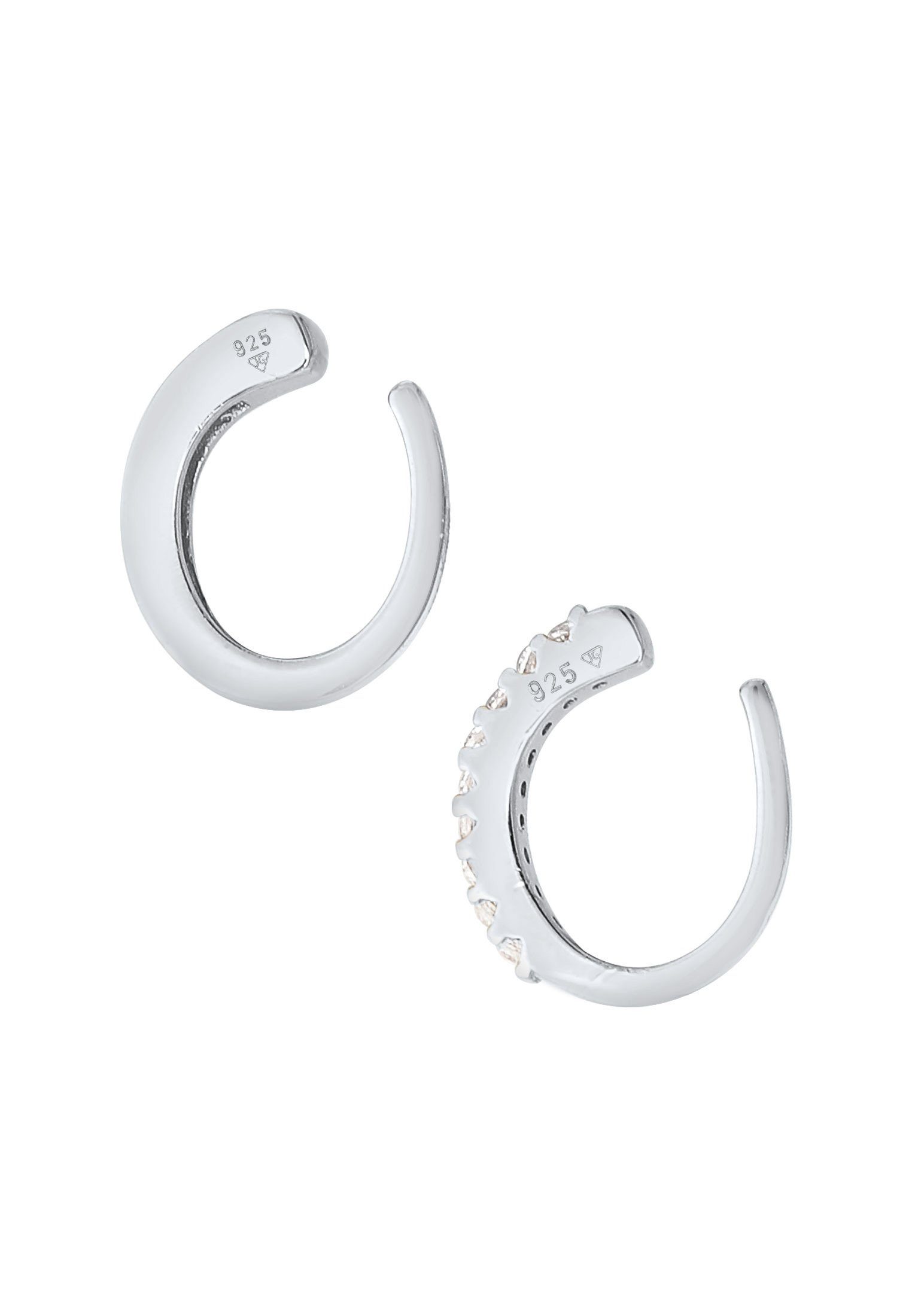 Elli Ohrklemmen-Set 925 Single Zirkonia Basic 2er Silber Earcuff Set