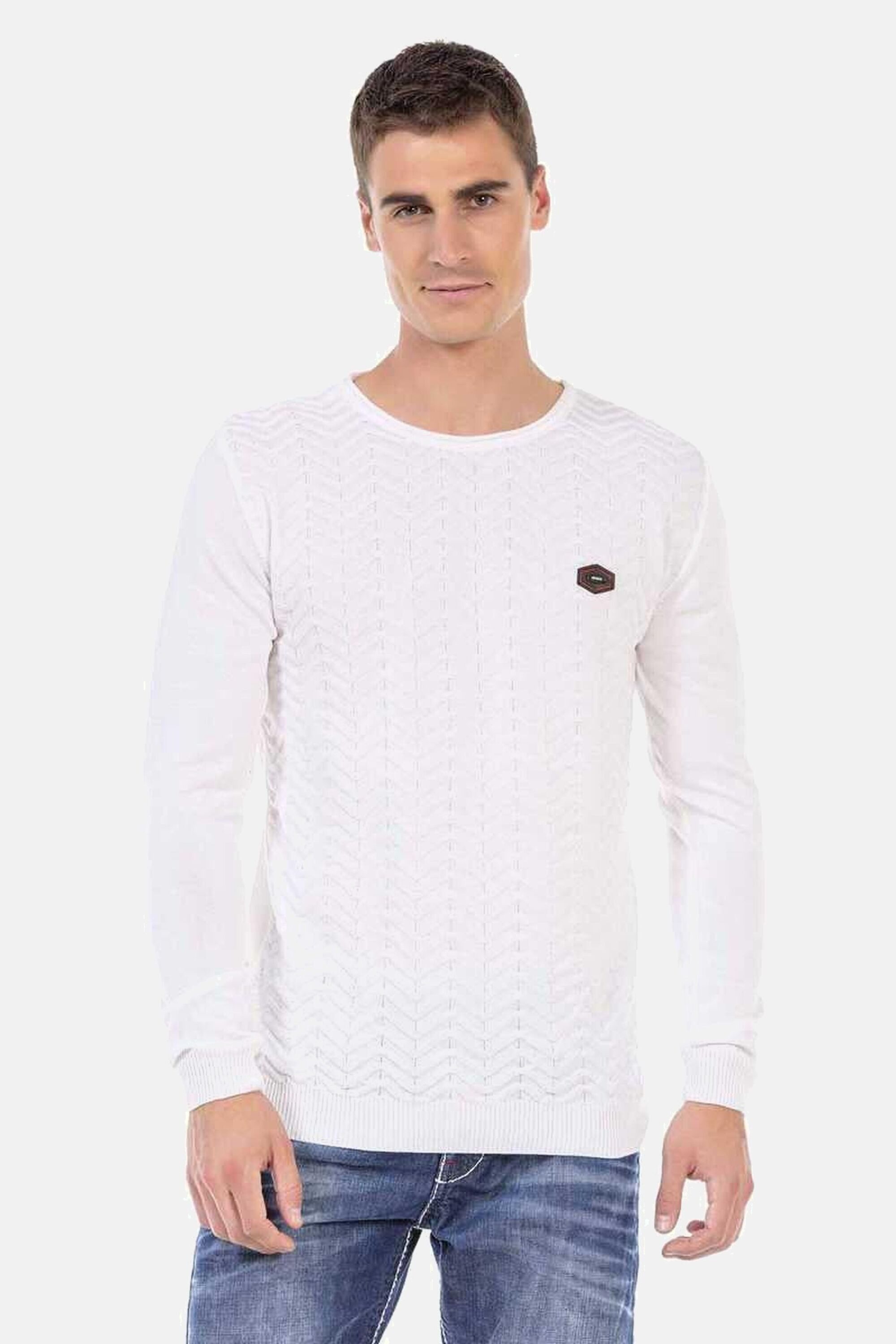 Cipo & Baxx Rundhalspullover Pullover (1-tlg) mit Zopfmuster, CP240