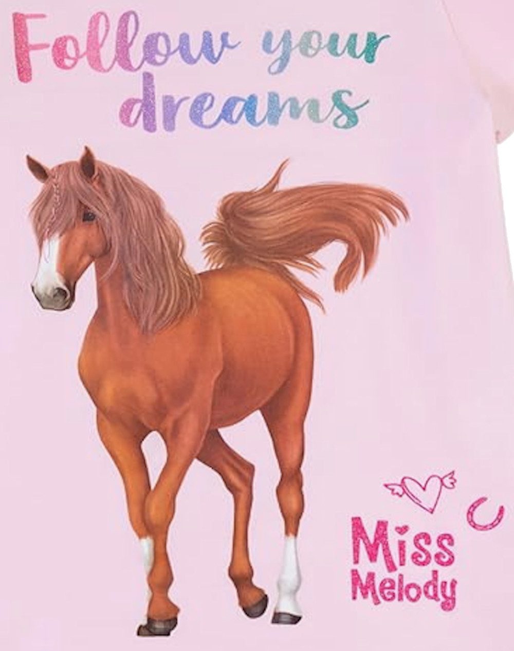 Miss Melody A-Linien-Kleid Miss Melody Sommerkleid Flügelarm Kleid Pferd rosa (1-tlg)
