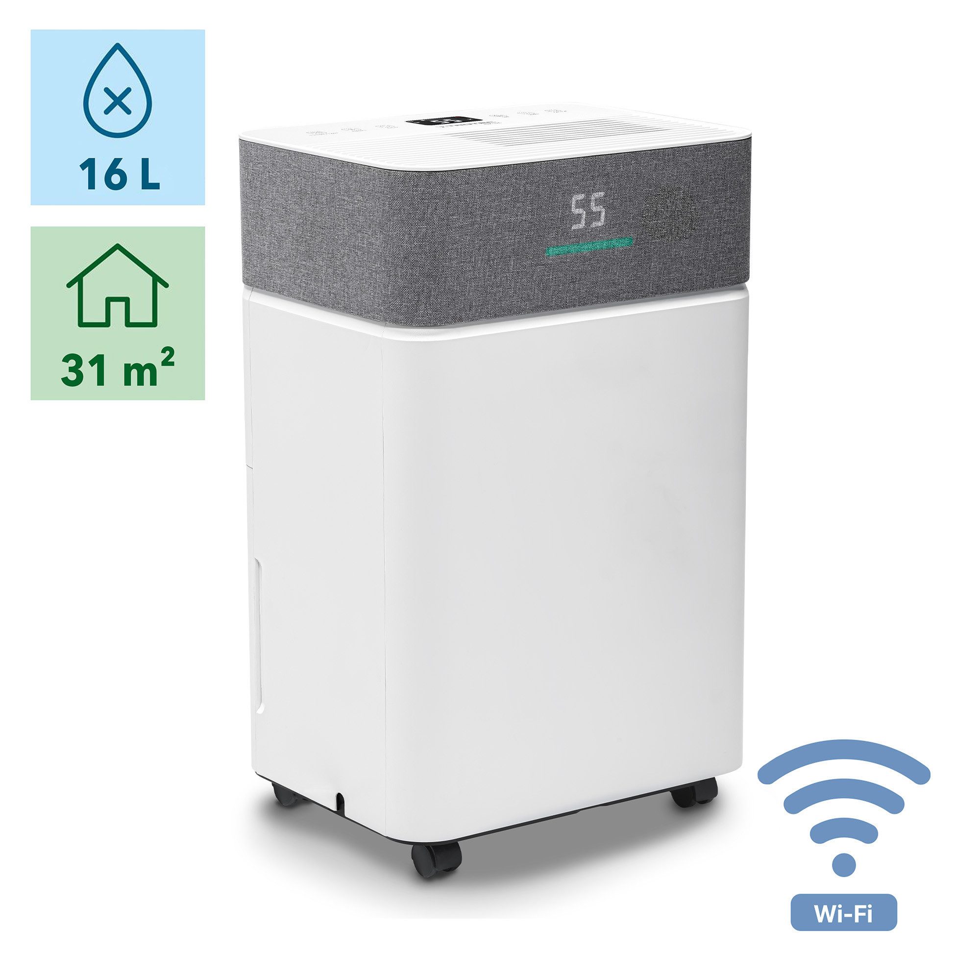 TROTEC Luftentfeuchter Luftentfeuchter TTK 55 E WiFi, Automatisches Entfeuchten mit Zielwert, Ionisierung für reine Luft