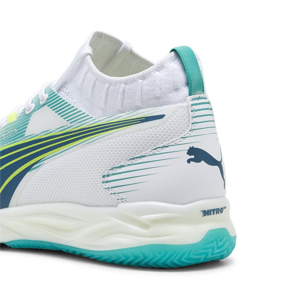 PUMA Hallen-Indoorschuhe Eliminate Nitro SQD weiss/oceanblau Herren Badmintonschuh