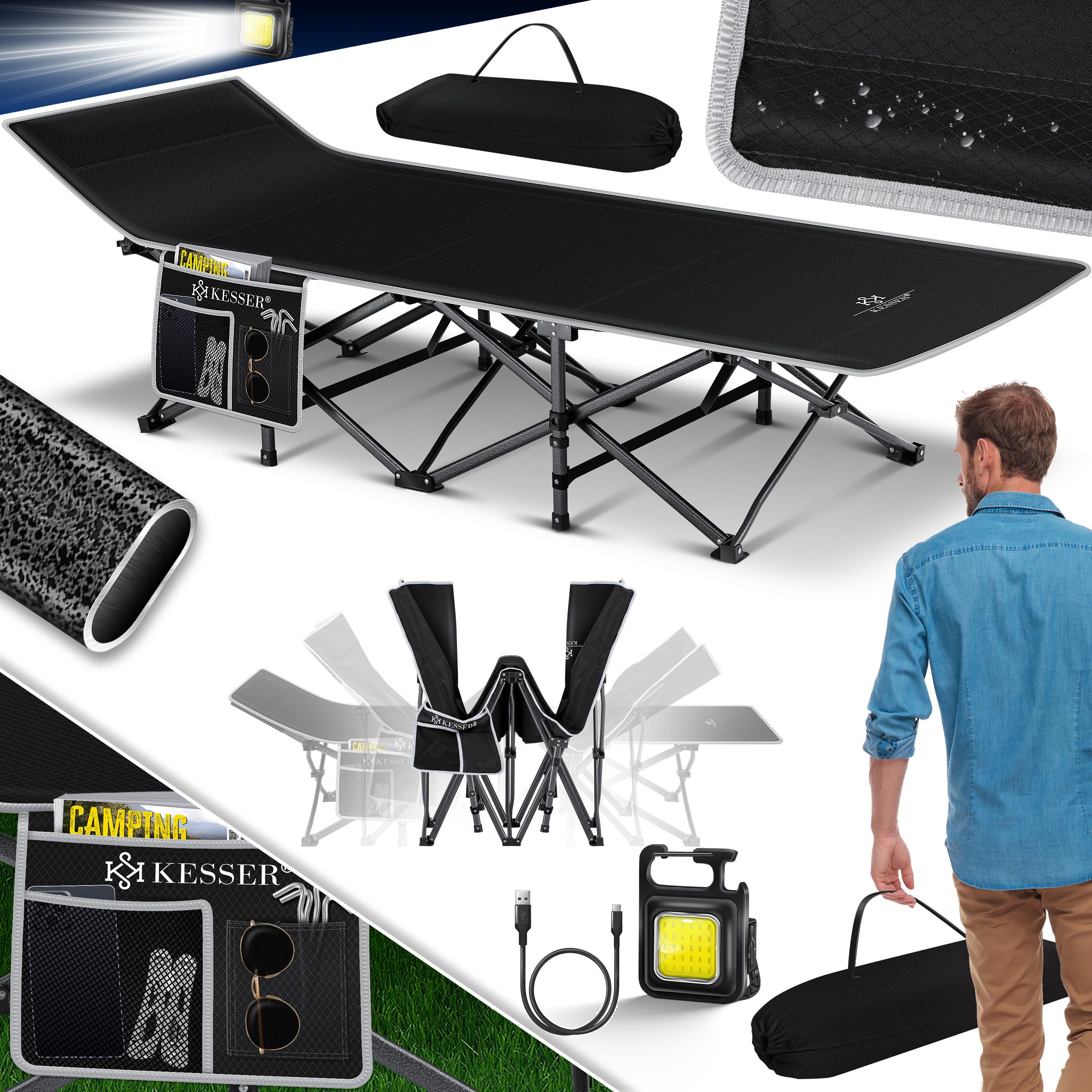 KESSER Campingliege Campingbett Feldbett Klappbar Klappbett günstig online kaufen