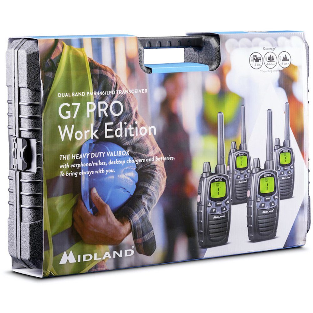 Walkie Talkie Midland Work Edition Set 4x G7 Pro C1090.19 PMR-Handfunkgerät 4er Set