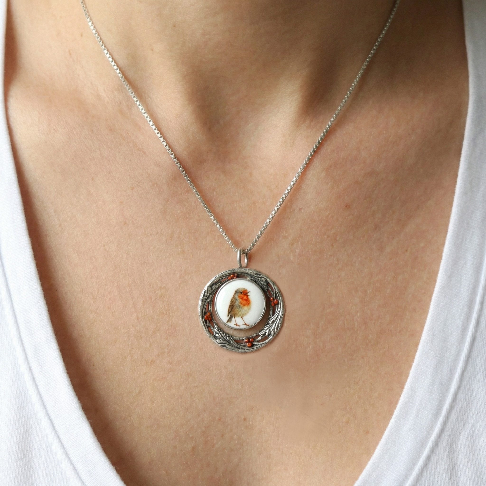 Villa Sorgenfrei Schmuckmanufaktur Kette mit Anhänger Rotkehlchen Kette Ste günstig online kaufen