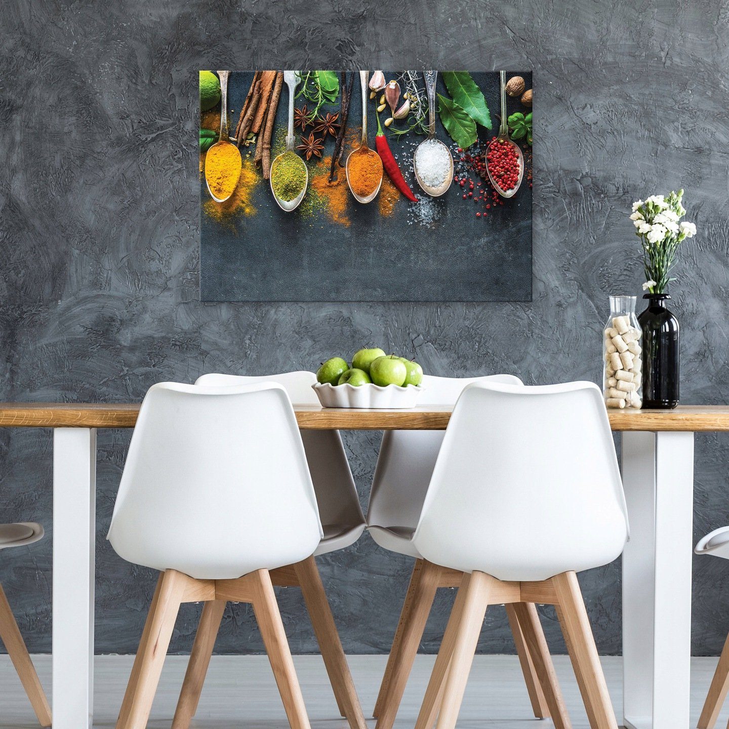 Wallarena Leinwandbild Küche Gewürzen und Kräutern Kochen Wandbild Groß XXL günstig online kaufen