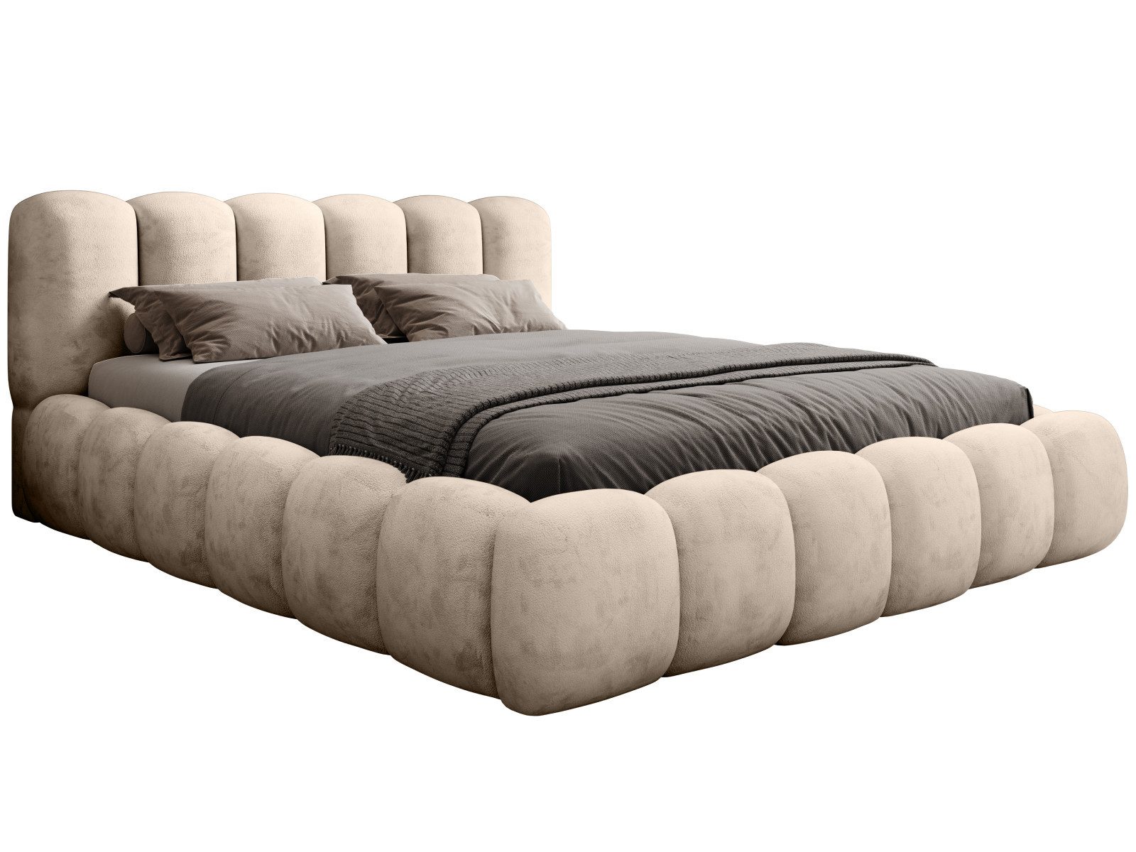 yourhouse24 Polsterbett Designer Dallas mit Bettkasten und Lattenrost (Bettgestell mit Lattenrost und Bettkasten), Veloursstoff, Steppkopfteil, Bettkasten, pflegeleicht, stilvoll