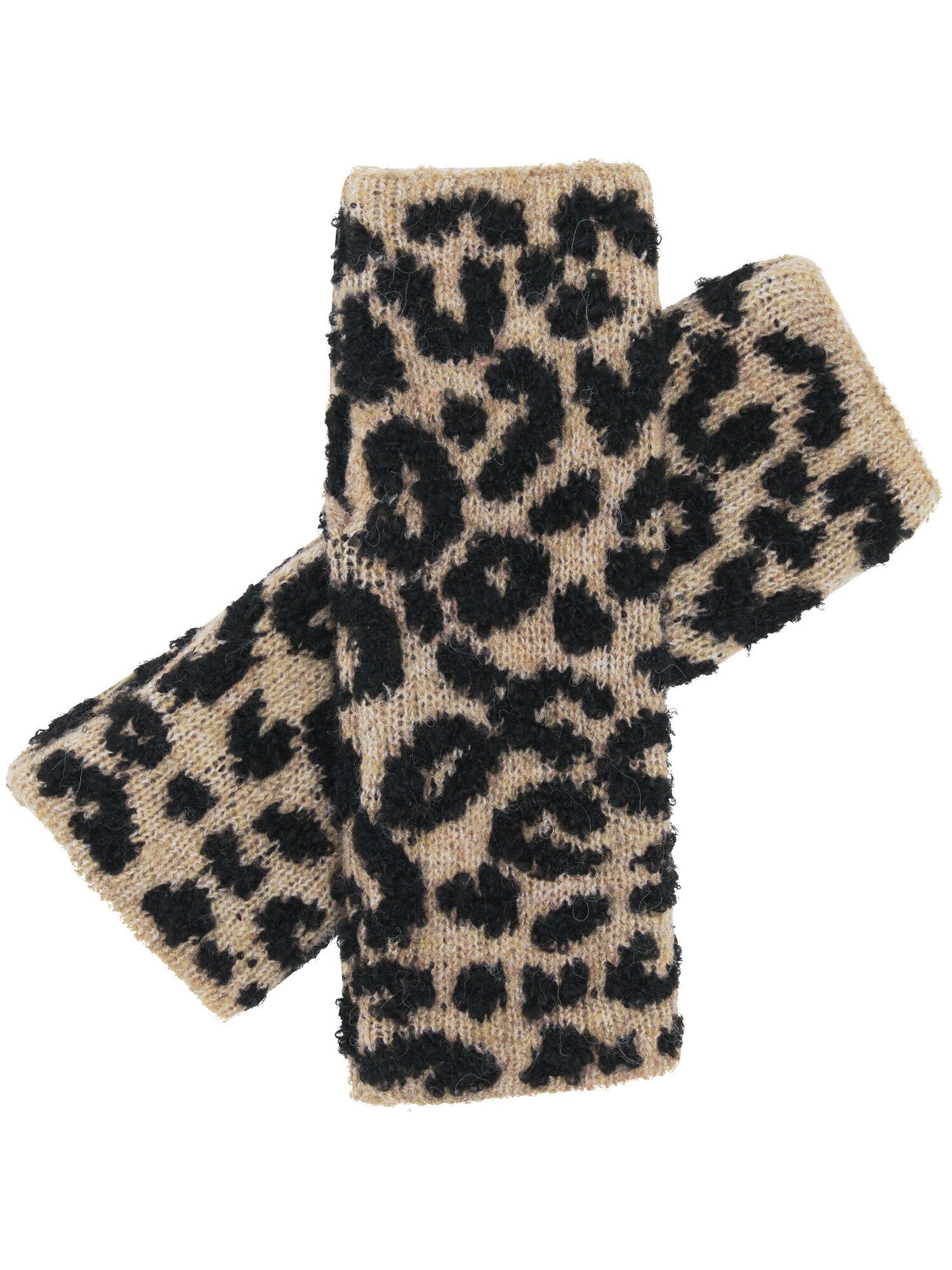 Fraas Strickhandschuhe Sustainability Edition - Handstulpen mit Leo-Design