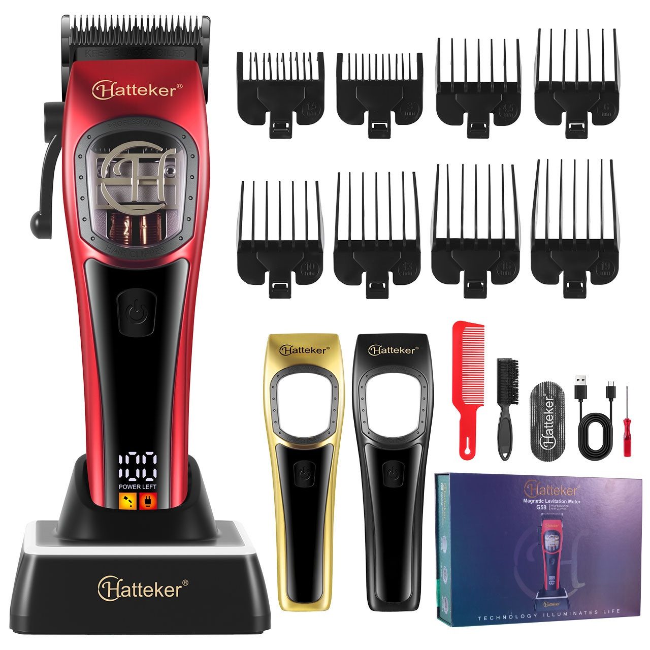 Scttomon Haarschneider G58, Professioneller Haarschneider & Barttrimmer, Barbershop-Haartrimmer USB-C & Ladestation