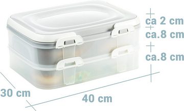 Centi Kuchentransportbox Cupcake/Muffin Transportbox mit 2 Etagen, Kunststoff, (40x30x18cm), mit praktischem Hebeeinsatz, Clickverschlüssen & Tragegriffen