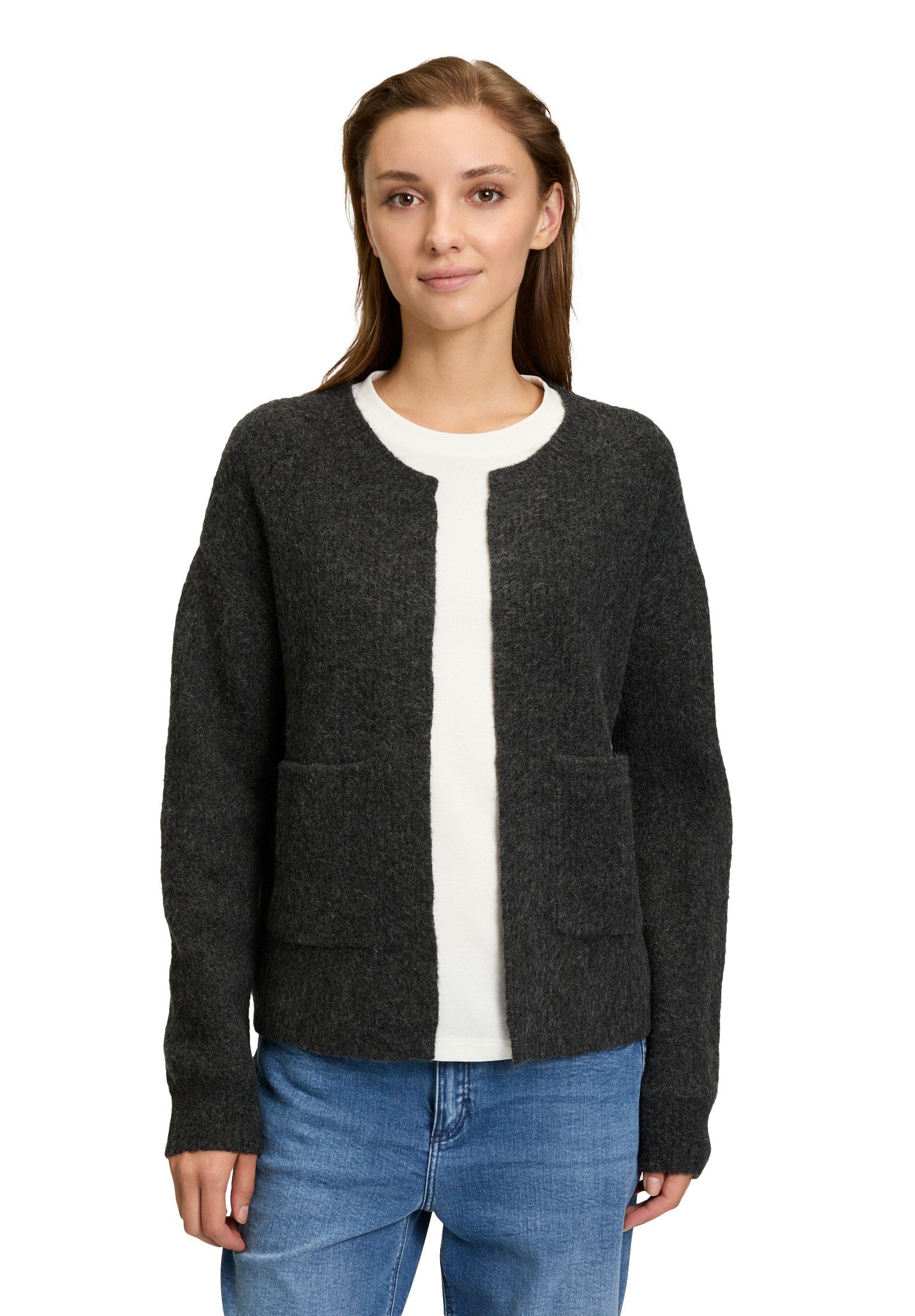 Cartoon Strickjacke Damen Strick-Cardigan mit Taschen (1-tlg) Struktur günstig online kaufen