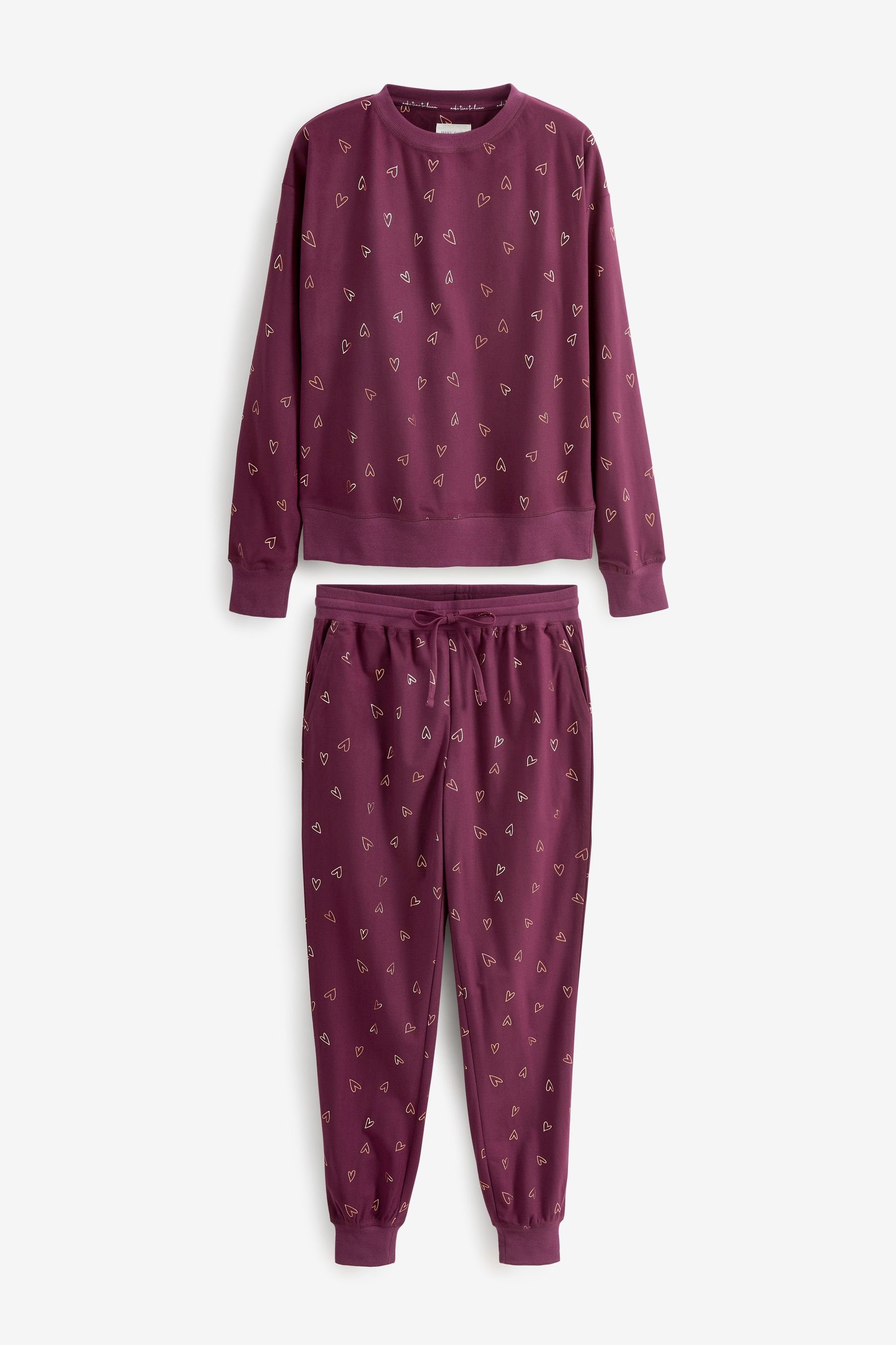 Next Pyjama Bequemer und superweicher Pyjama (2 tlg) Berry Red Heart Foil