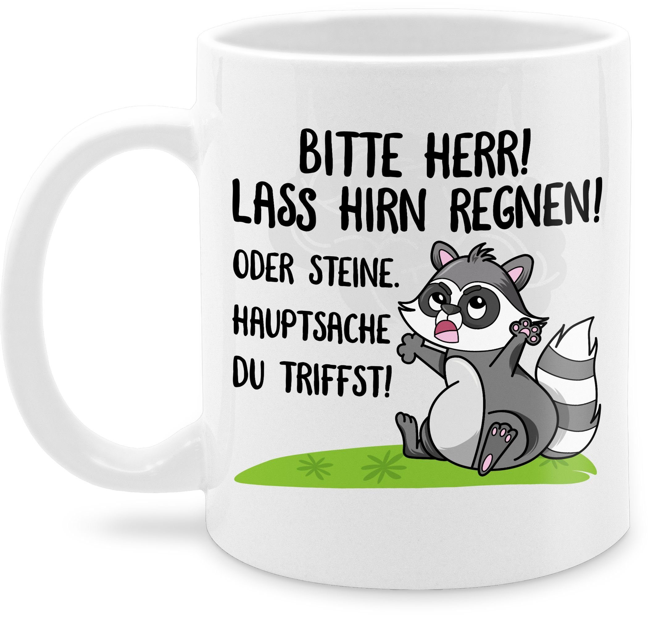 Shirtracer Tasse Bitte Herr Lass es Hirn regnen, Keramik, Statement Sprüche 1 Weiß