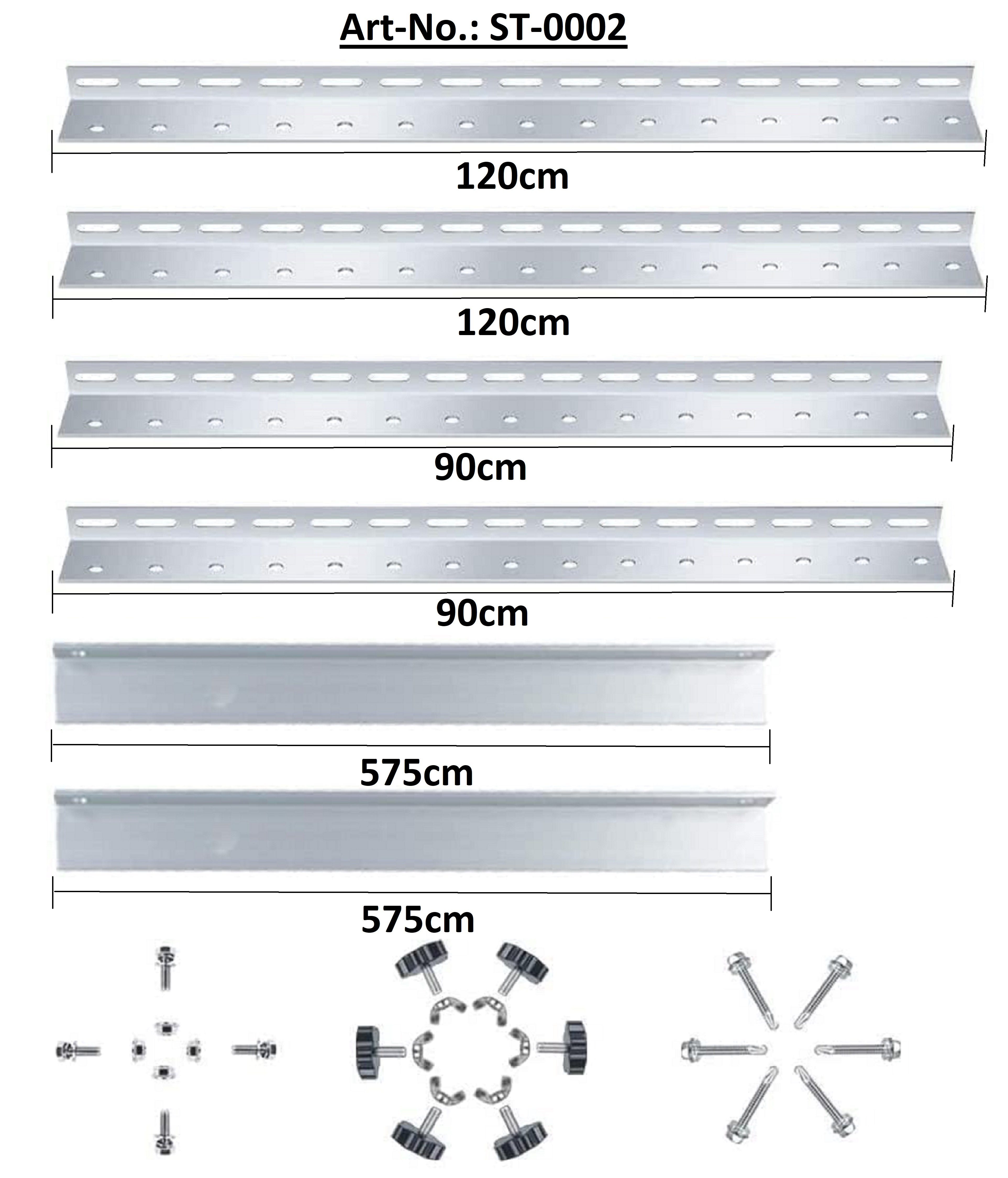 TRANGO Solarmodul-Halterung, (ST-0002 Aluminium Solarpanel-Halter bis 120cm Modulbreite für Flachdach, Wand, Boden, Boot, Wohnmobil usw. – Universal-Aufstelle für Solarmodul von 100W bis 600W mit einstellbarem Neigungswinkel bis 45°, Solarpanel Befestigung, PV-Module senkrecht oder waagerecht montieren, Panel Befestigung)