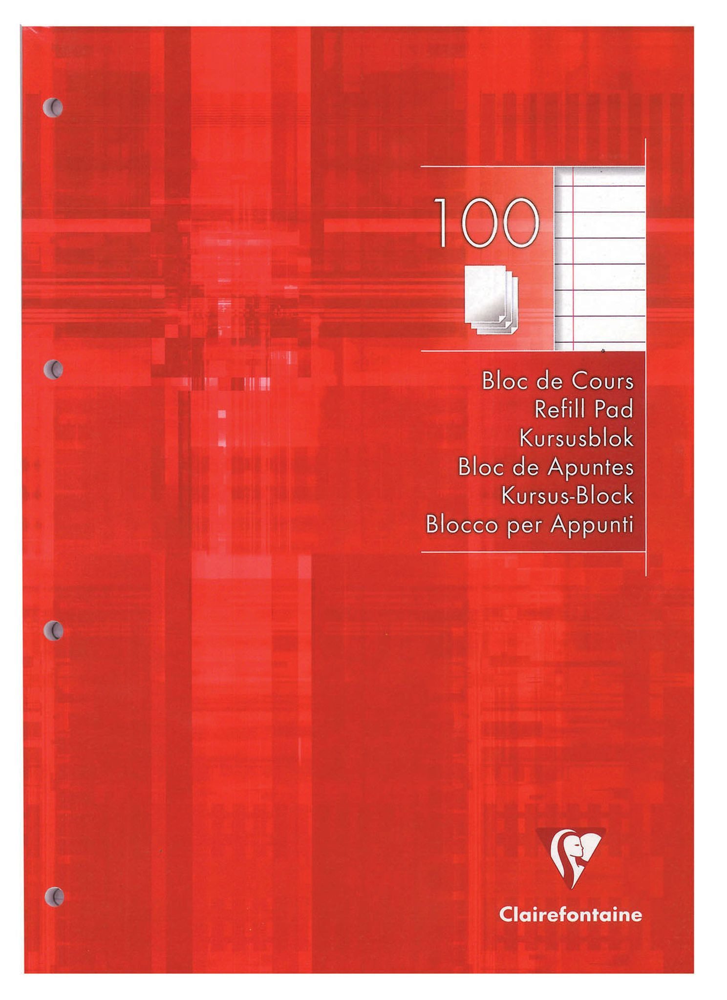CLAIREFONTAINE Notizblock Clairefontaine Kursusblock A4 lin m Rd 4-fach gel 100Bl
