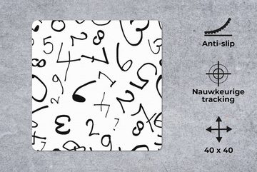 MuchoWow Gaming Mauspad Zahlen - Figuren - Muster - Schwarz und weiß (1-St), Mousepad mit Rutschfester Unterseite, Gaming, 40x40 cm, XXL, Großes
