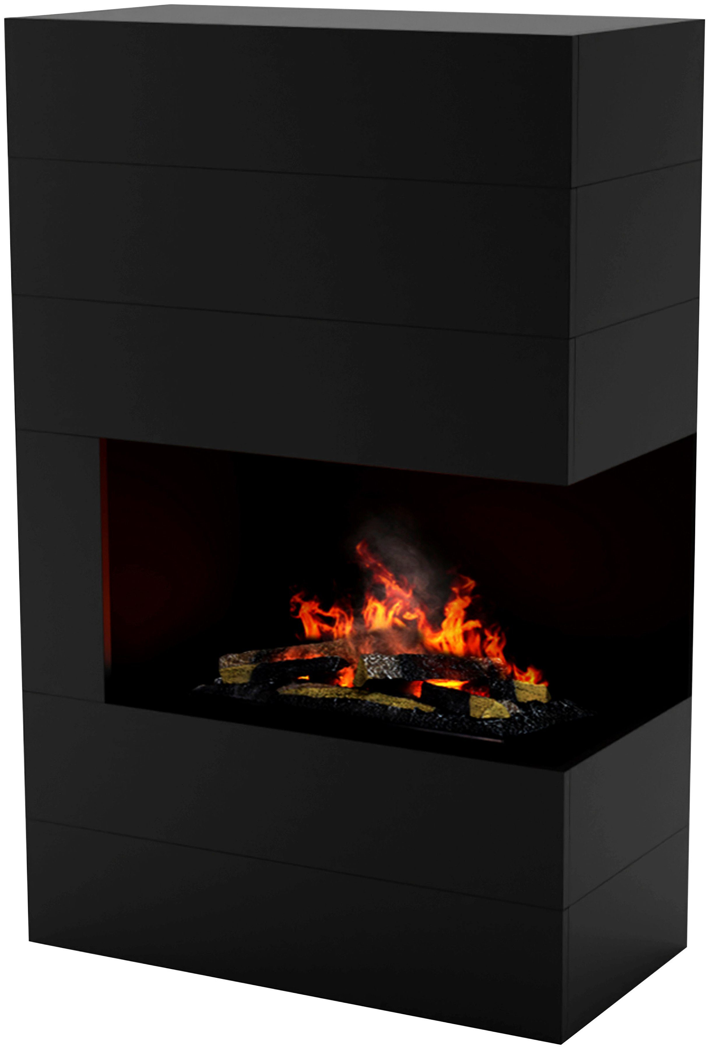 GLOW FIRE Elektrokamin »Tucholsky, rechts offen«, Wasserdampfkamin mit 3D Feuer mit integriertem Knistereffekt schwarz