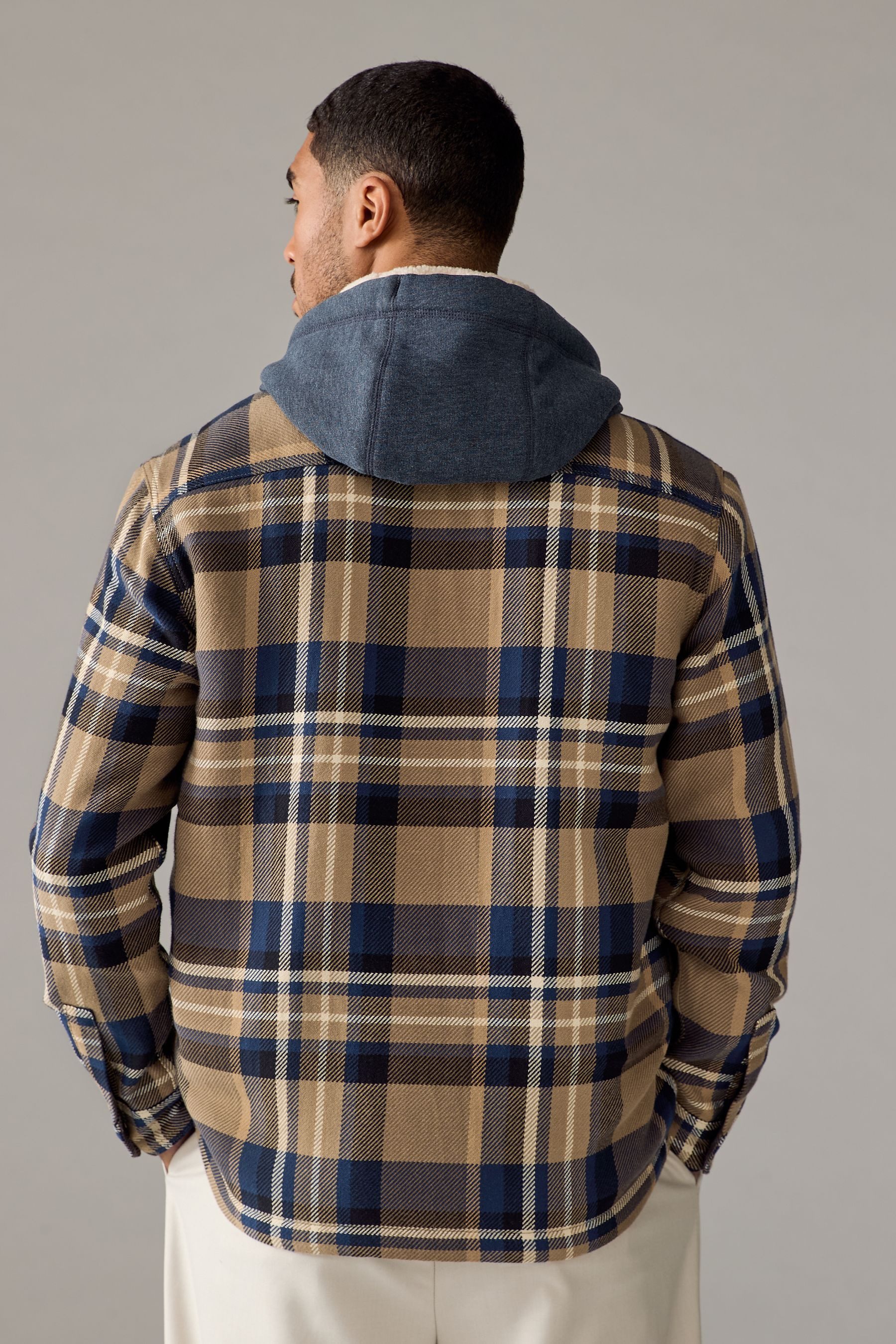 Next Hemdjacke Karierte Hemdjacke mit Teddyfutter und Kapuze (1-St) günstig online kaufen