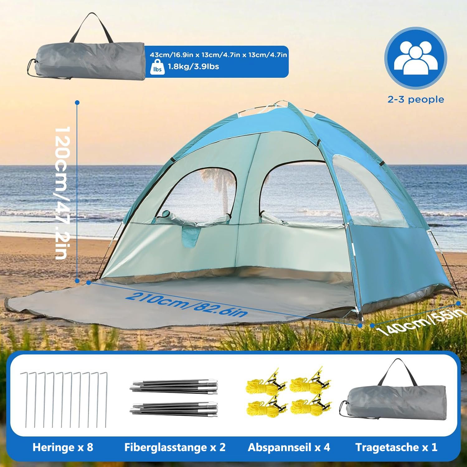 Auledio Strandmuschel Pop Up Zelt, Tragbar günstig online kaufen