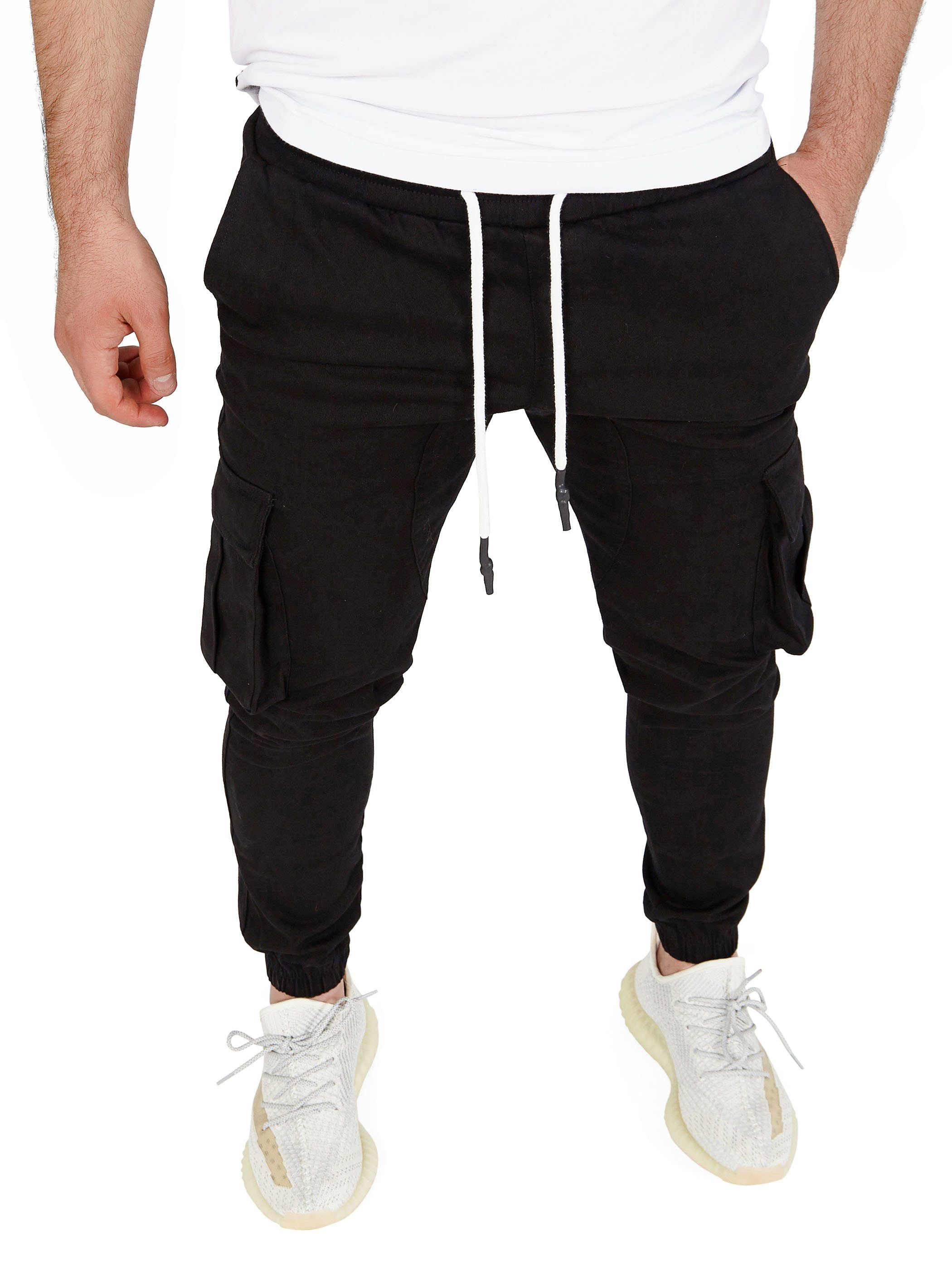 Pittman Cargohose Cargohosen Herren Chino Giga mit elastischem Bund, Cargotaschen