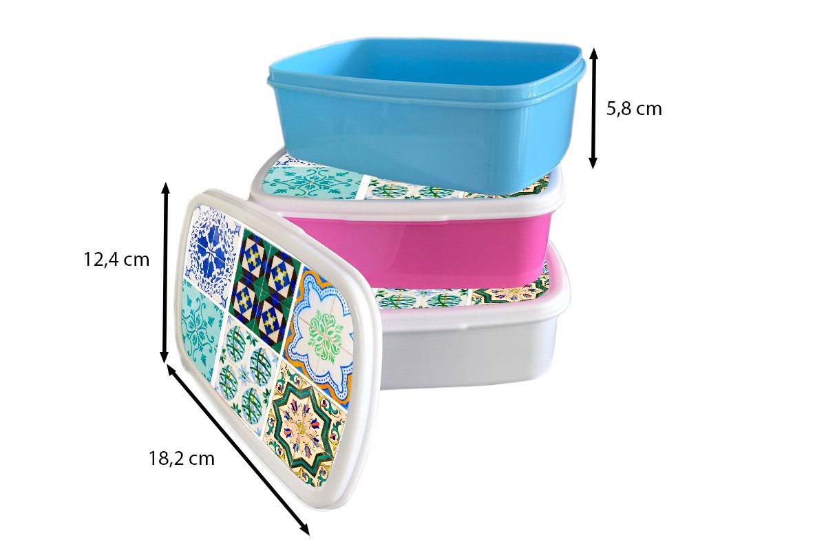 - Kacheln für Brotdose, (2-tlg), Kinder und Erwachsene, für und Kunststoff, Muster, MuchoWow Lunchbox Jungs weiß - Brotbox Mädchen Blau