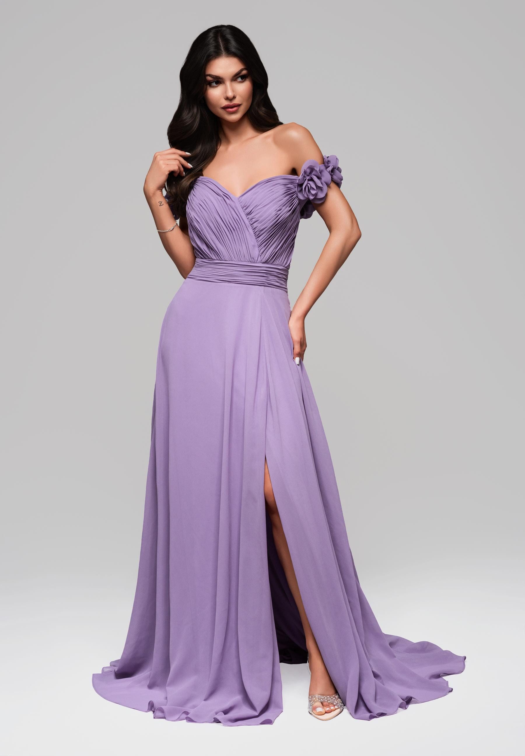 OMBRE Abendkleid Elegantes Off-Shoulder-Abendkleid mit Blumenärmeln günstig online kaufen