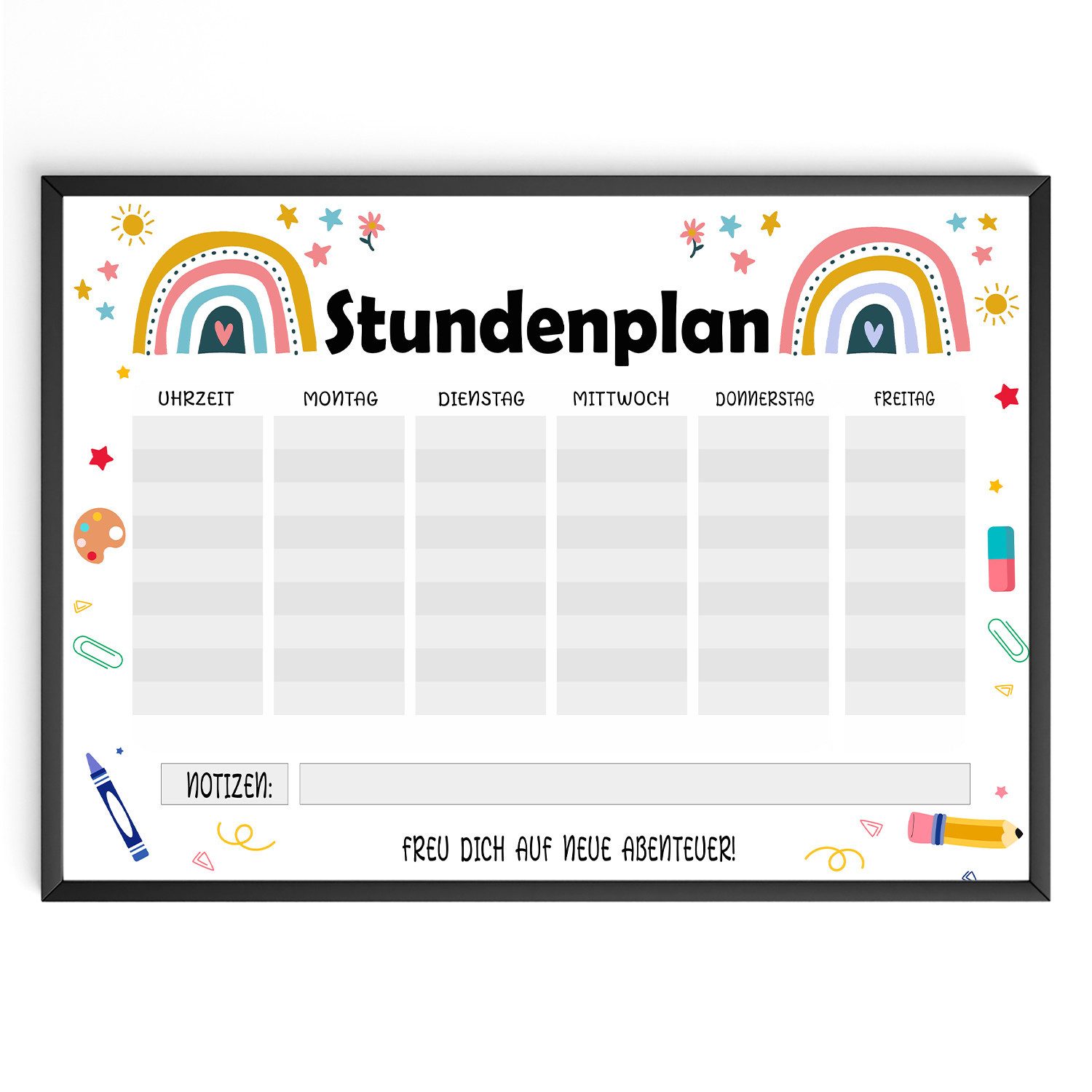 Tigerlino Poster Stundenplan Einschulung Schulanfang Schulkind 1. Klasse