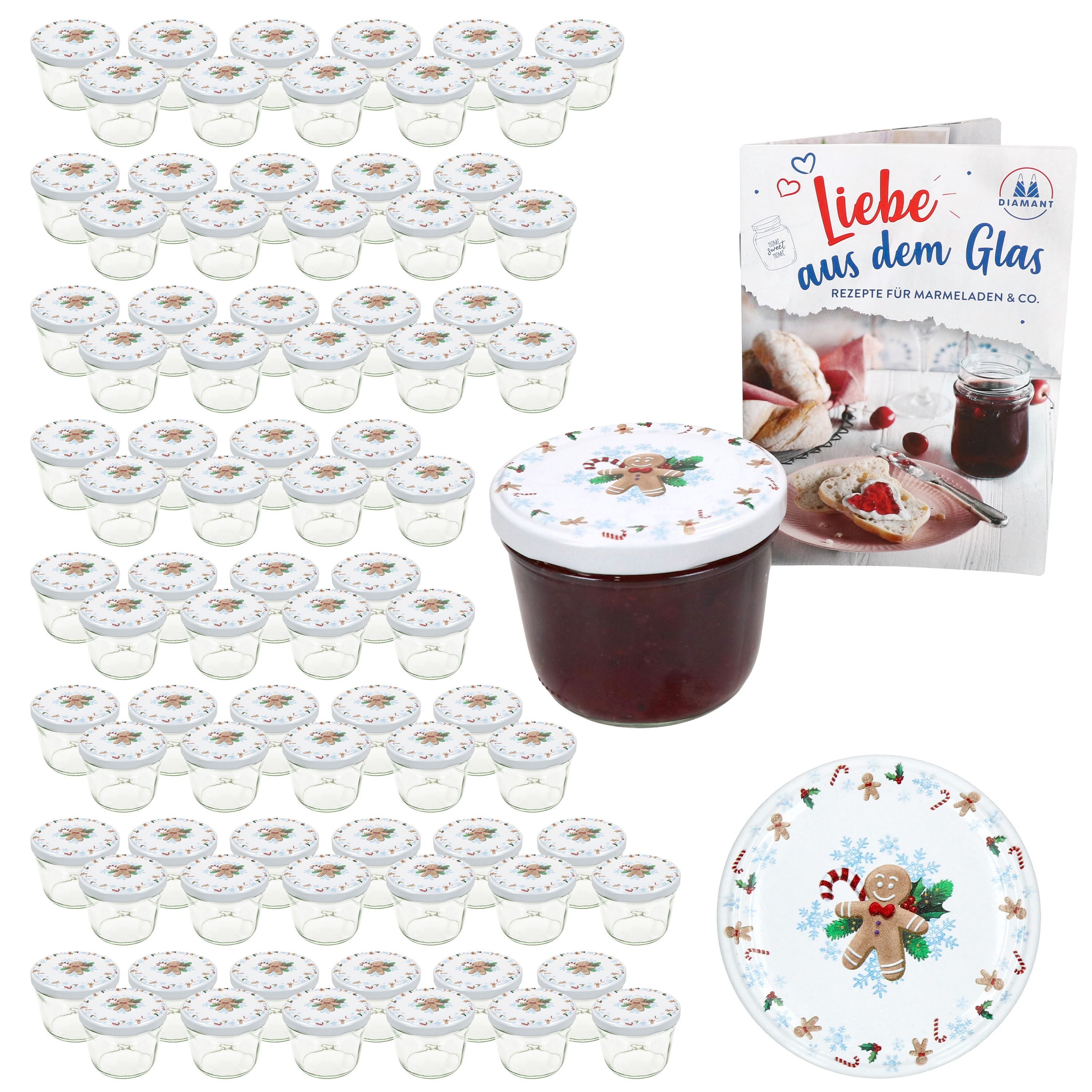 MamboCat Einmachglas 100er Set Sturzglas 230ml Einmachglas + Deckel TO82 Candyman eisblau, Glas