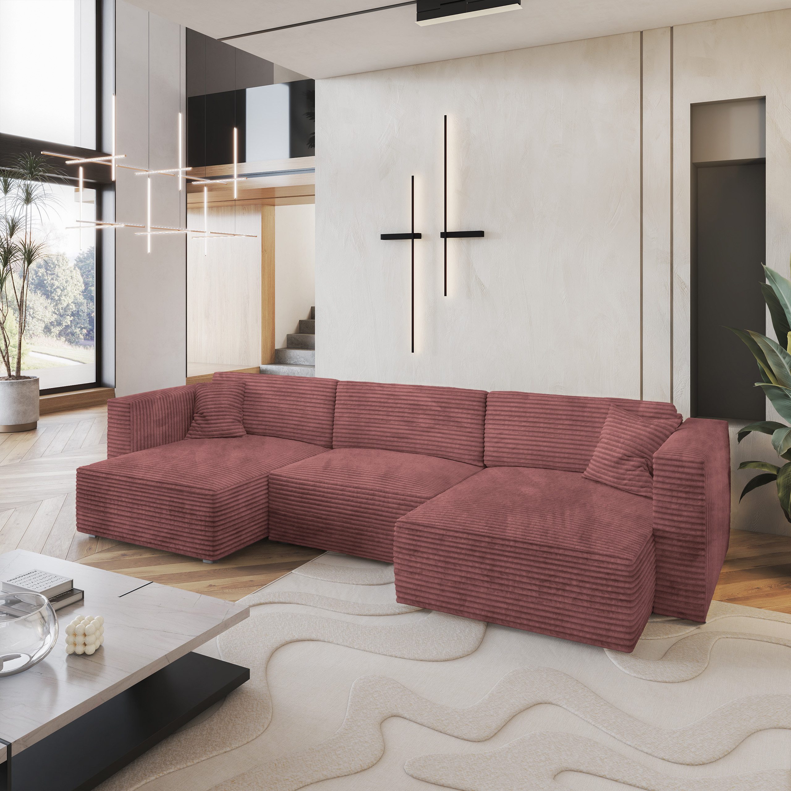 Masseno Ecksofa SARMO mit Schlaffunktion U-Form, günstig online kaufen