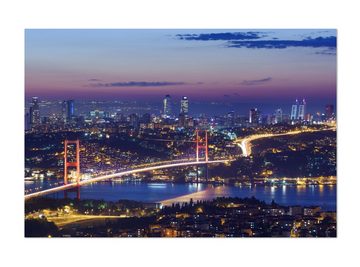 wandmotiv24 Leinwandbild Istanbul bei Nacht, Städte (1 St), Wandbild, Wanddeko, Leinwandbilder in versch. Größen