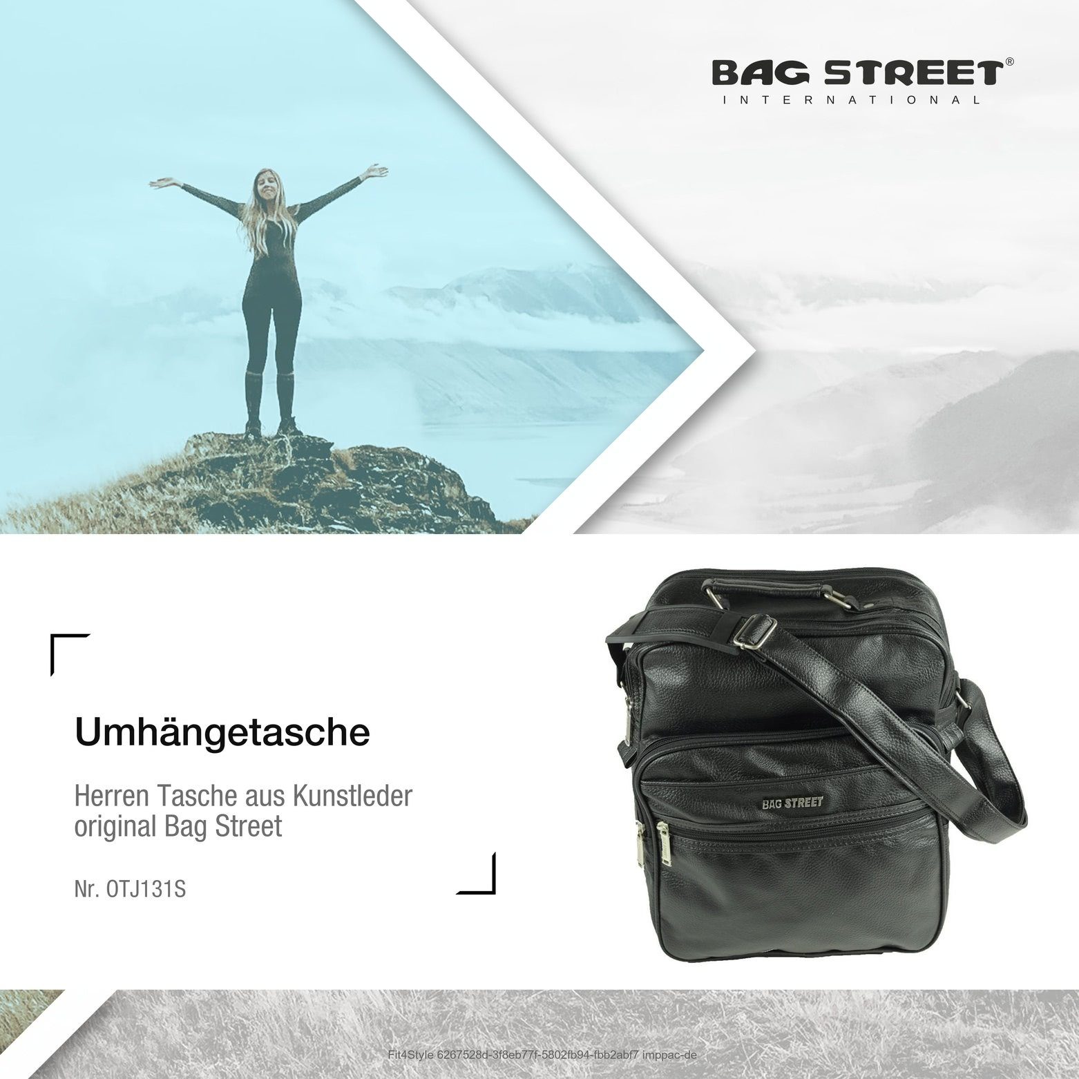 Bag STREET Flugumhänger Herren Street Herren 28cm Umhängetasche in Tasche BAG ca. (Umhängetasche), Tasche Breite schwarz,
