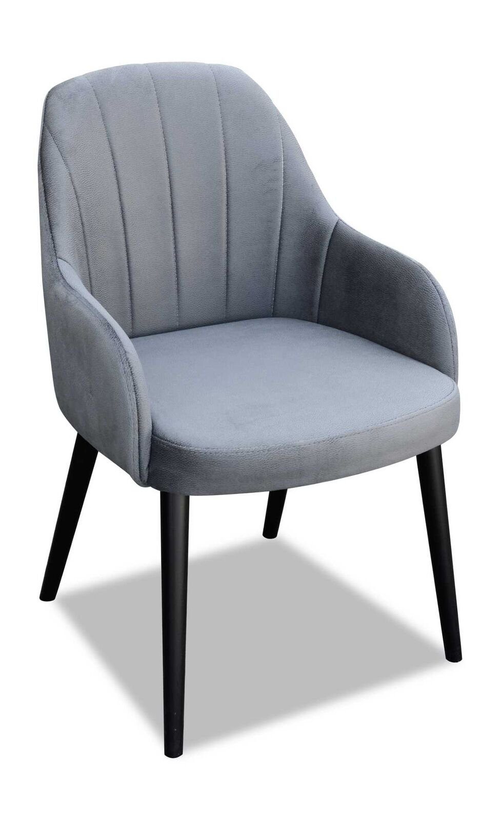 JVmoebel Stuhl Design Textil Luxus Lehnstuhl Stuhl mit Armlehne Esszimmerstuhl Braun (1 St) Blau/Schwarz