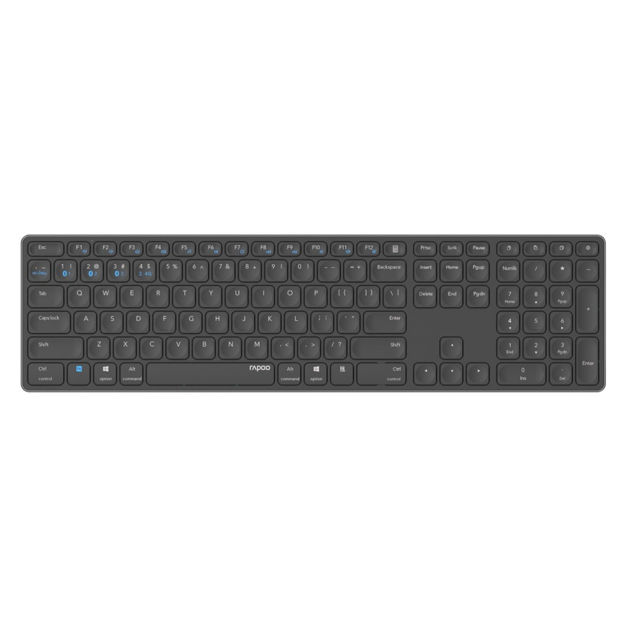 Rapoo E9800M, kabellos, QWERTZ, Grau Wireless-Tastatur