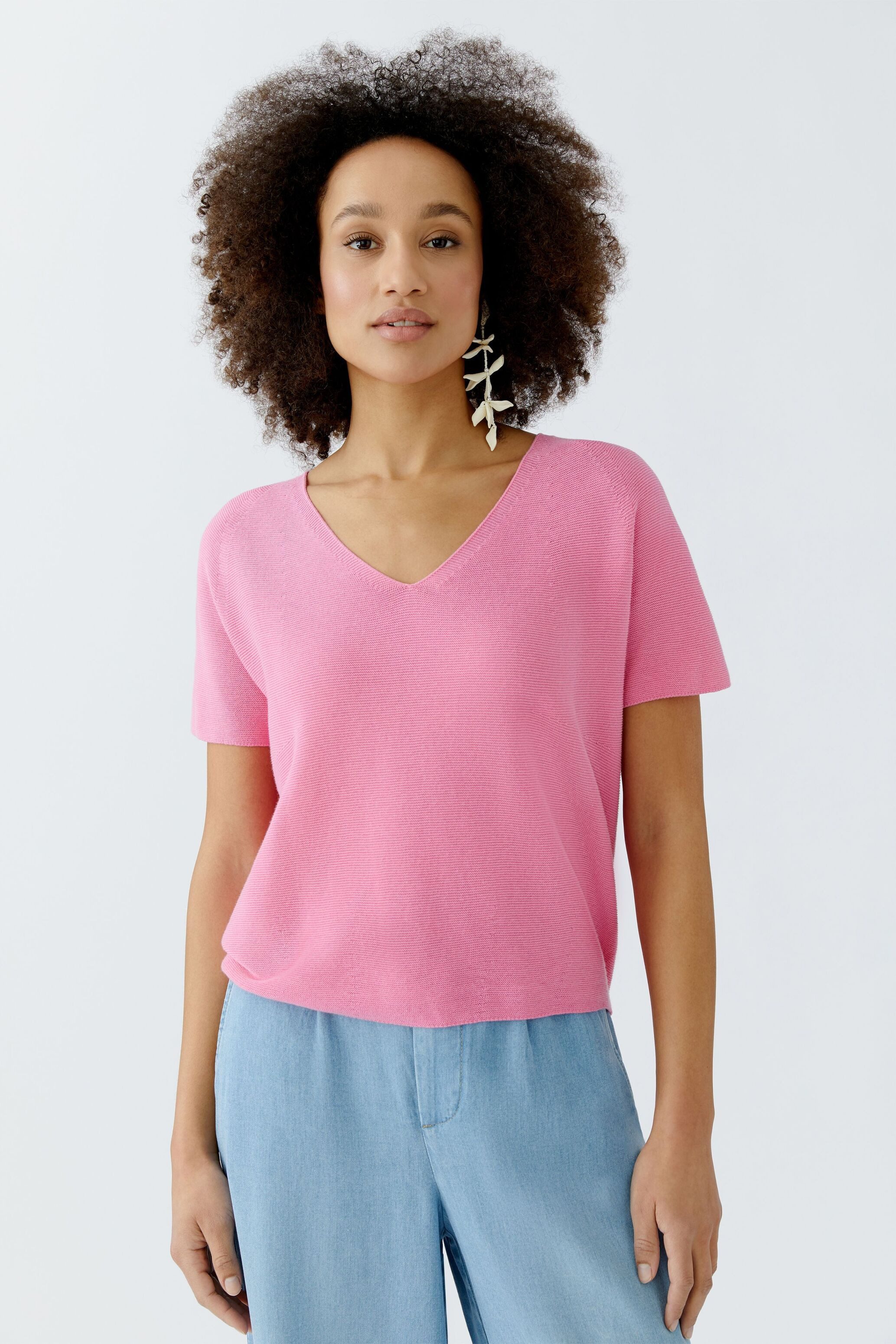 Oui V-Ausschnitt-Pullover Pullover reine Baumwolle günstig online kaufen