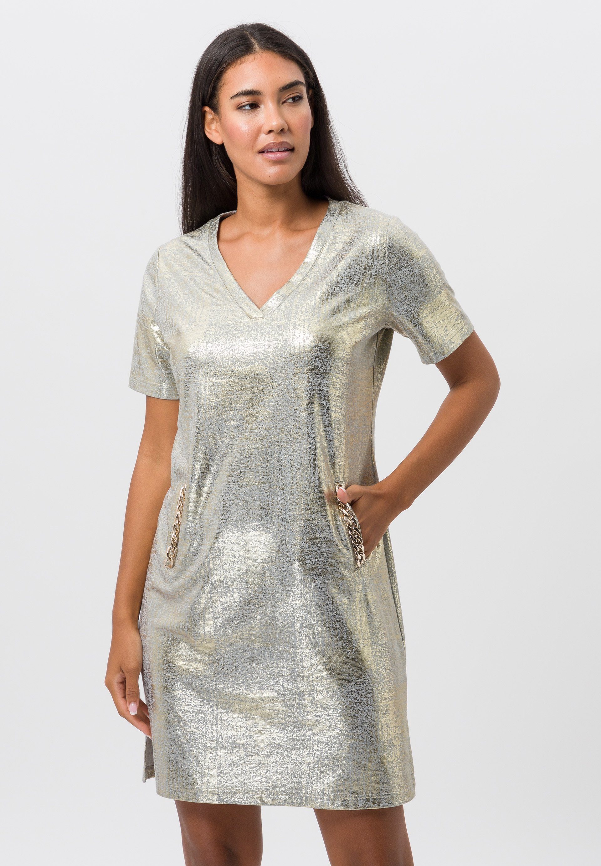 Jerseykleid mit Gliederketten-Schmuckdekor