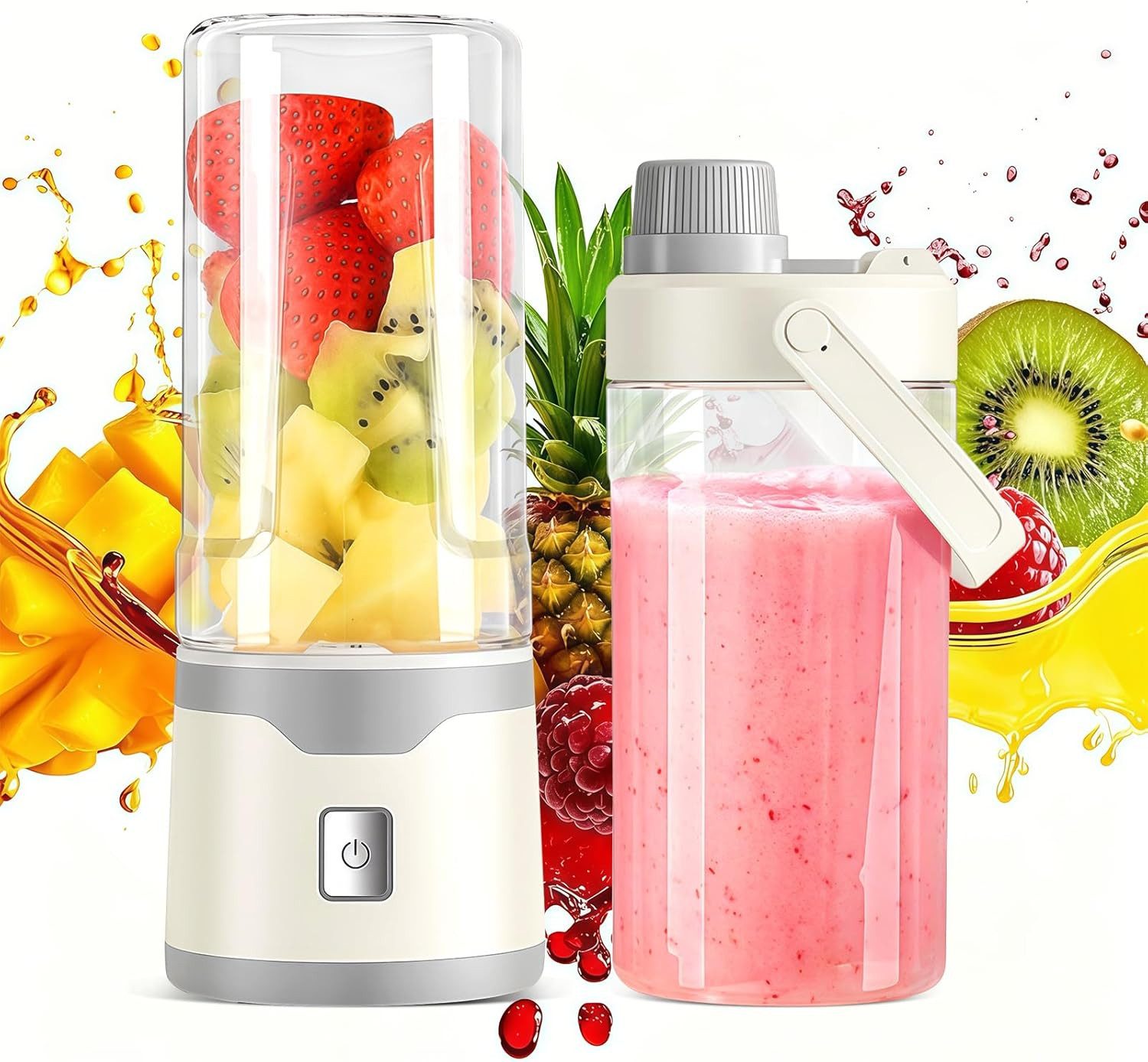 FELIXLEO Akku-Smoothie-Maker Tragbarer Mixer, 450ml, 18 Edelstahlklingen, USB C, für Smoothies
