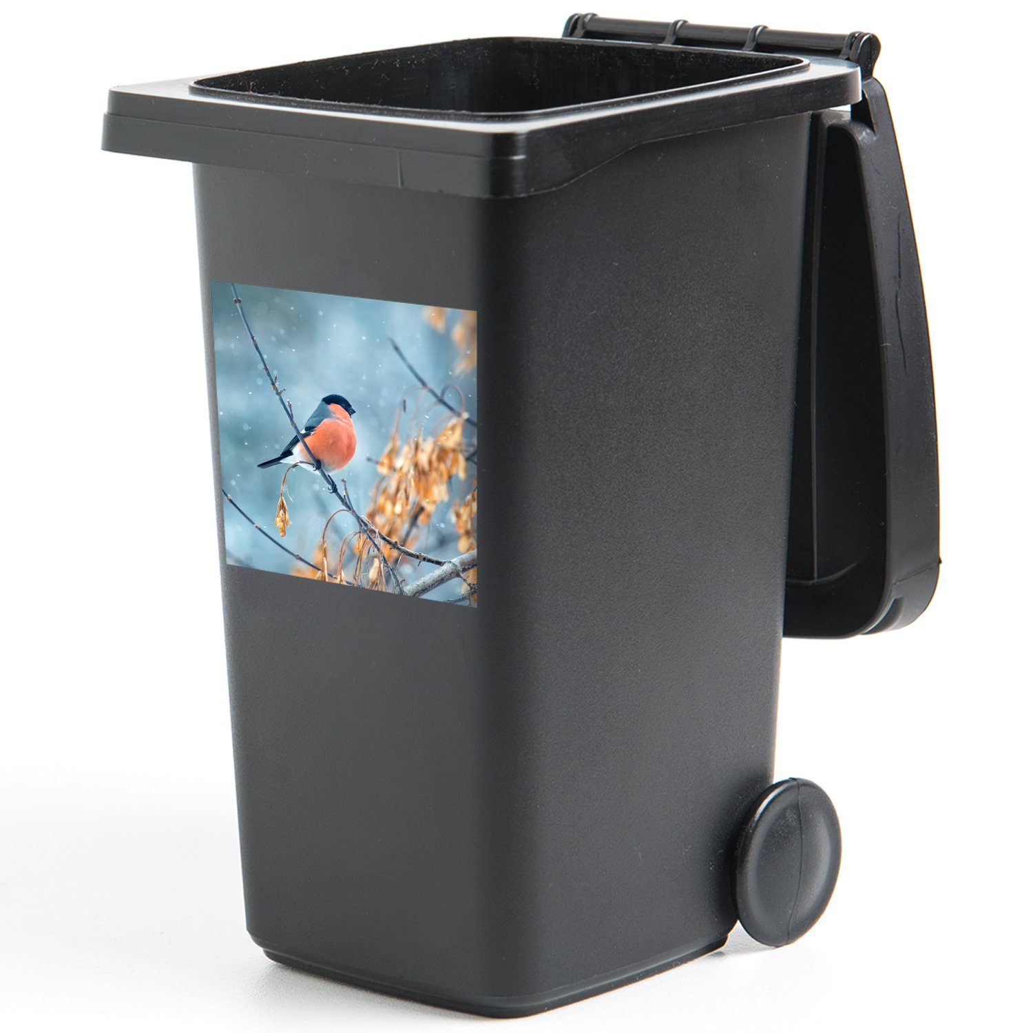 Vogel St), Mülleimer-aufkleber, Schnee Container, Mülltonne, (1 Abfalbehälter Wandsticker Tier - MuchoWow Sticker, -