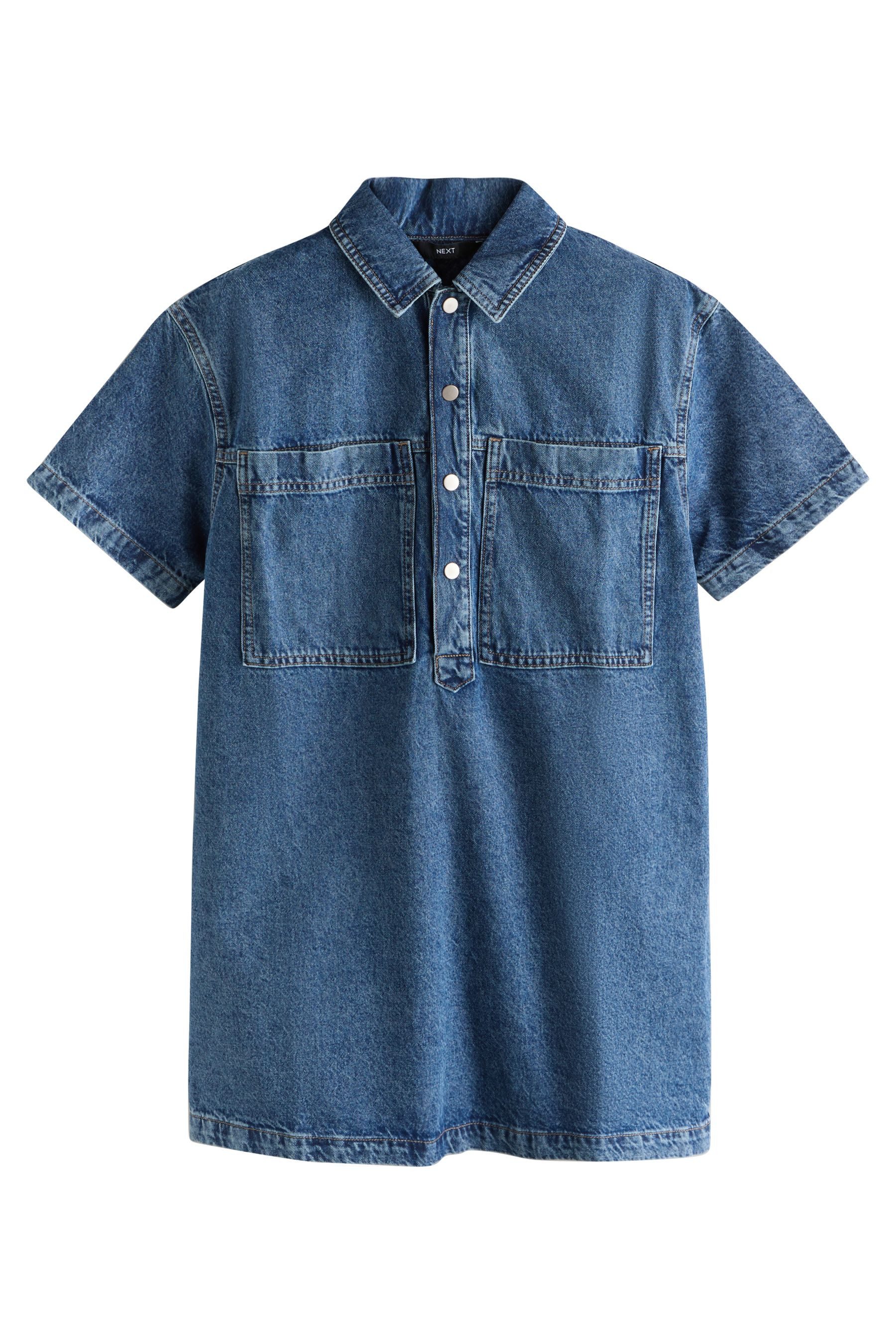 Jeanskleid Kurzärmeliges Utility-Denimkleid