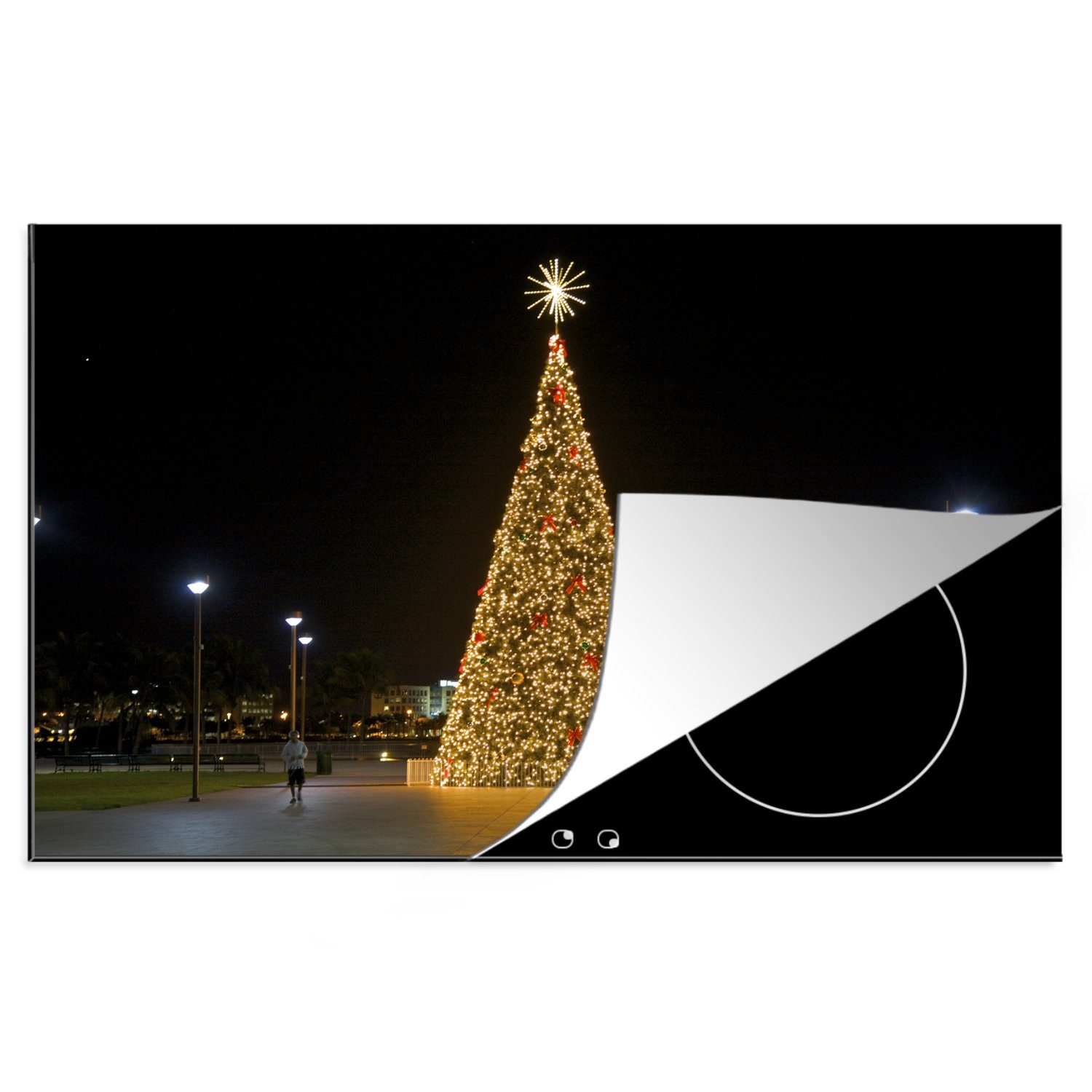MuchoWow küche, Induktionskochfeld Weihnachtsbaum Vereinigten Schutz (1 tlg), Staaten, Ein Vinyl, in den Herdblende-/Abdeckplatte Ceranfeldabdeckung 81x52 riesiger die cm, für