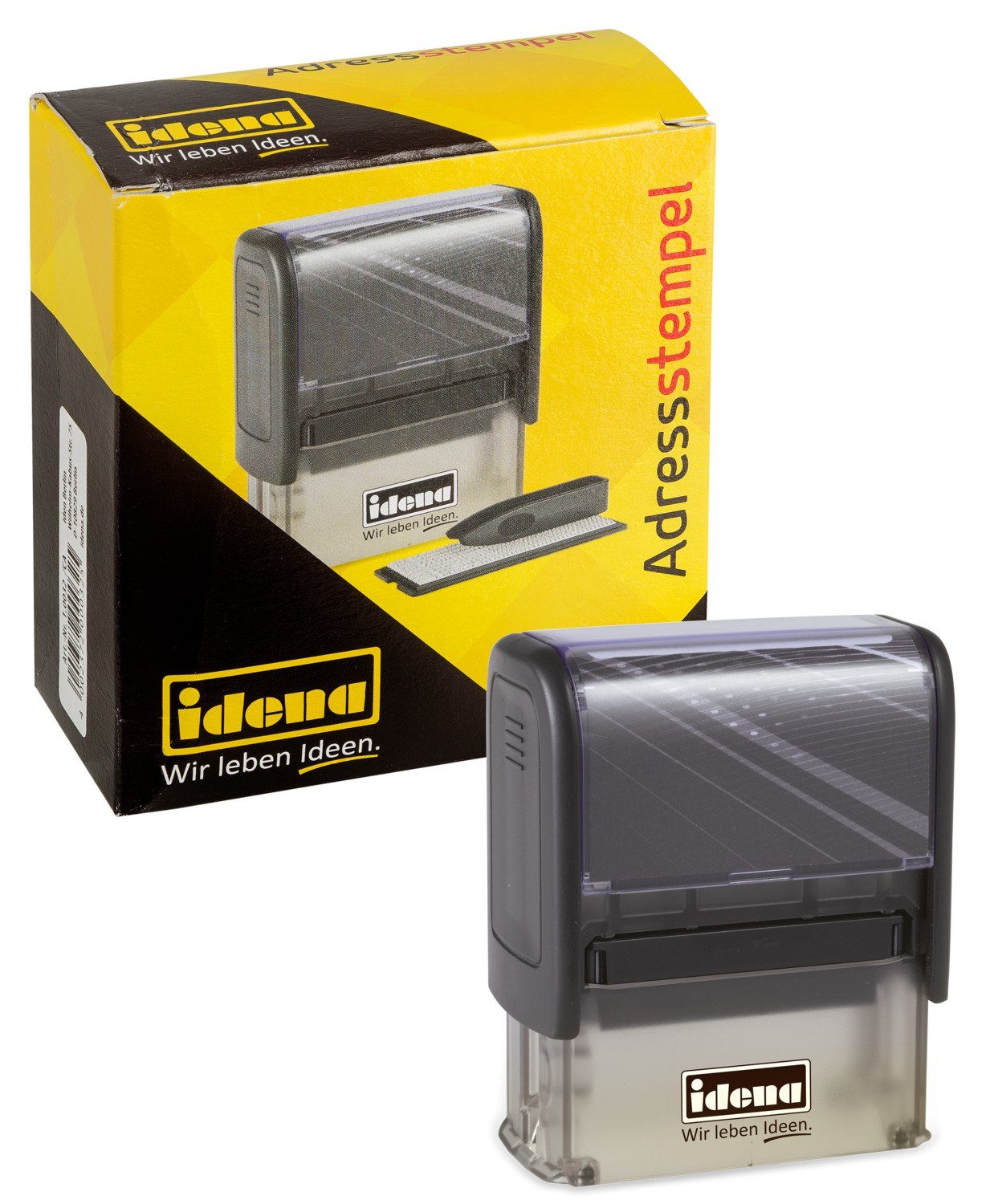 Idena Stempel Idena 10032 - Adressstempel, austauschbares Stempelkissen, Pinzette