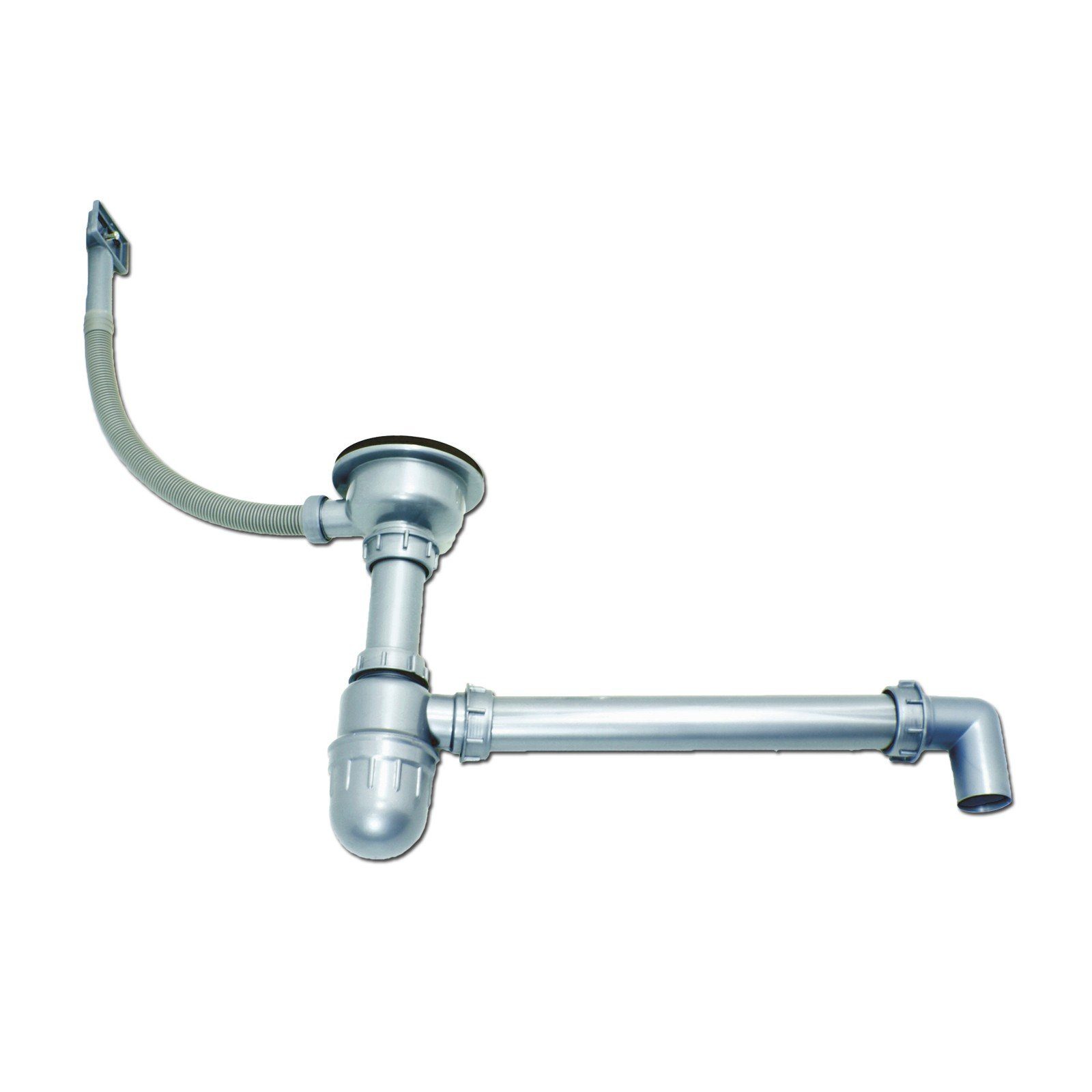 Stabilo Sanitär Edelstahlspüle Einbauspülbecken Chrom rund aus Edelstahl mit Abtropffläche links, Rund, 90/47 cm, (Komplett-Set, mit komplettem Siphon), Spüle i – Bild 5 von 5