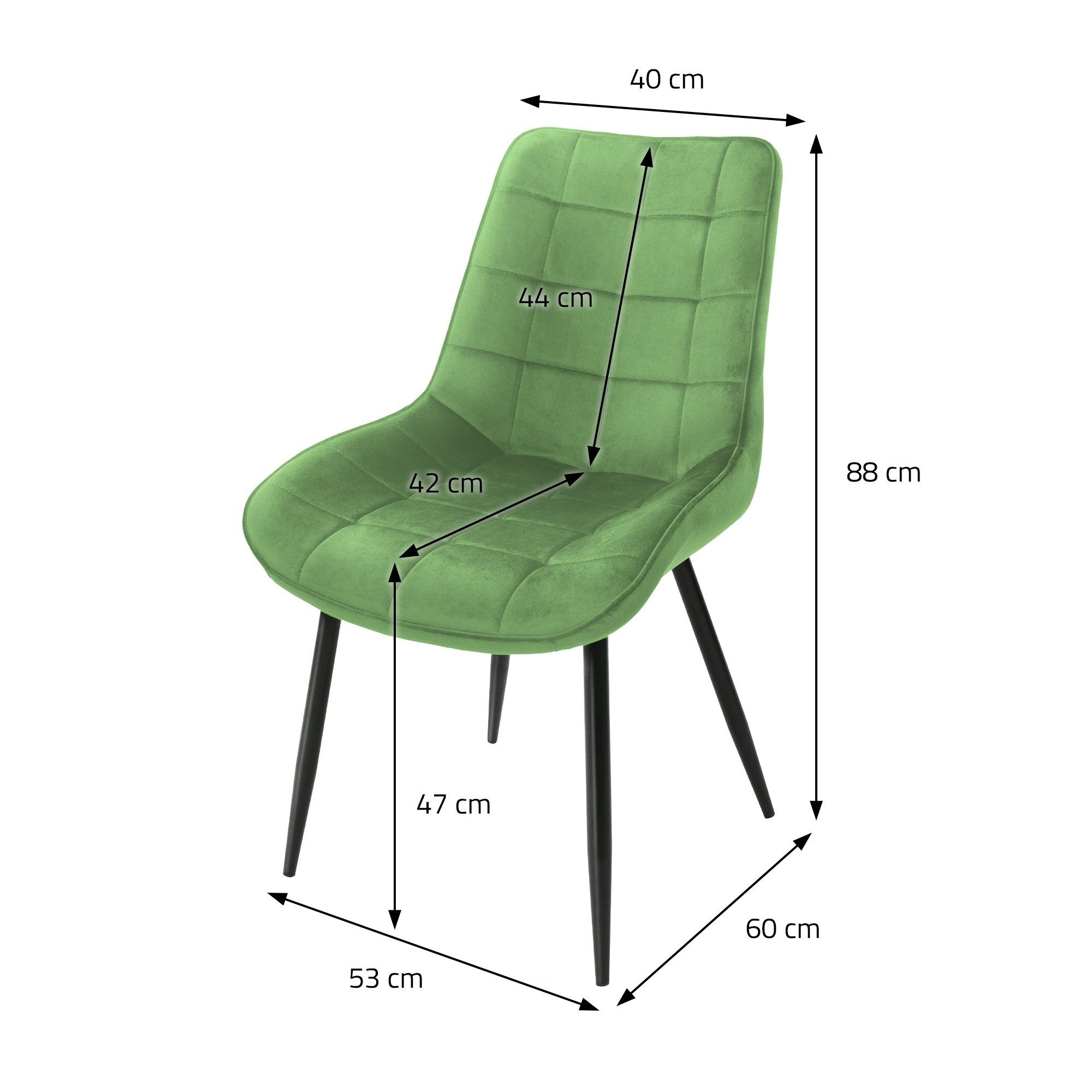 mit Set ML-DESIGN Stuhl (2er Grün Rückenlehne Samtbezug Esszimmerstühle Set) 2er