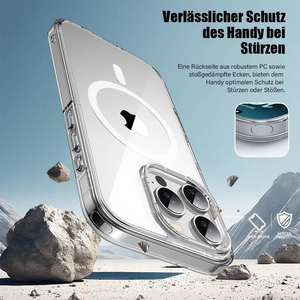 FITSU Handyhülle Durchsichtig für iPhone 16 Pro Hülle Transparent MagSafe kompatibel 6,27 Zoll, Ultraklare Schutzhülle für Apple iPhone 16 Pro Case Hybrid Hülle Cover
