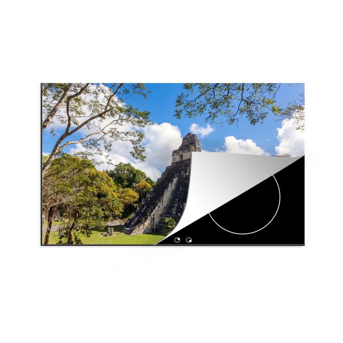 MuchoWow Herdblende-/Abdeckplatte Tikal-Tempel I in der Maya-Stadt Guatemala Vinyl (1 tlg) induktionskochfeld Schutz für die küche Ceranfeldabdeckung